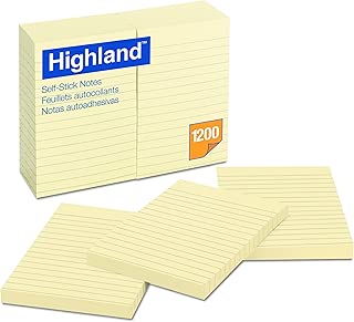 Highland Notes, Pad, 4 Inches x 6 Inches, Lined, Yellow, 12 Pads per Pack - coolthings.us