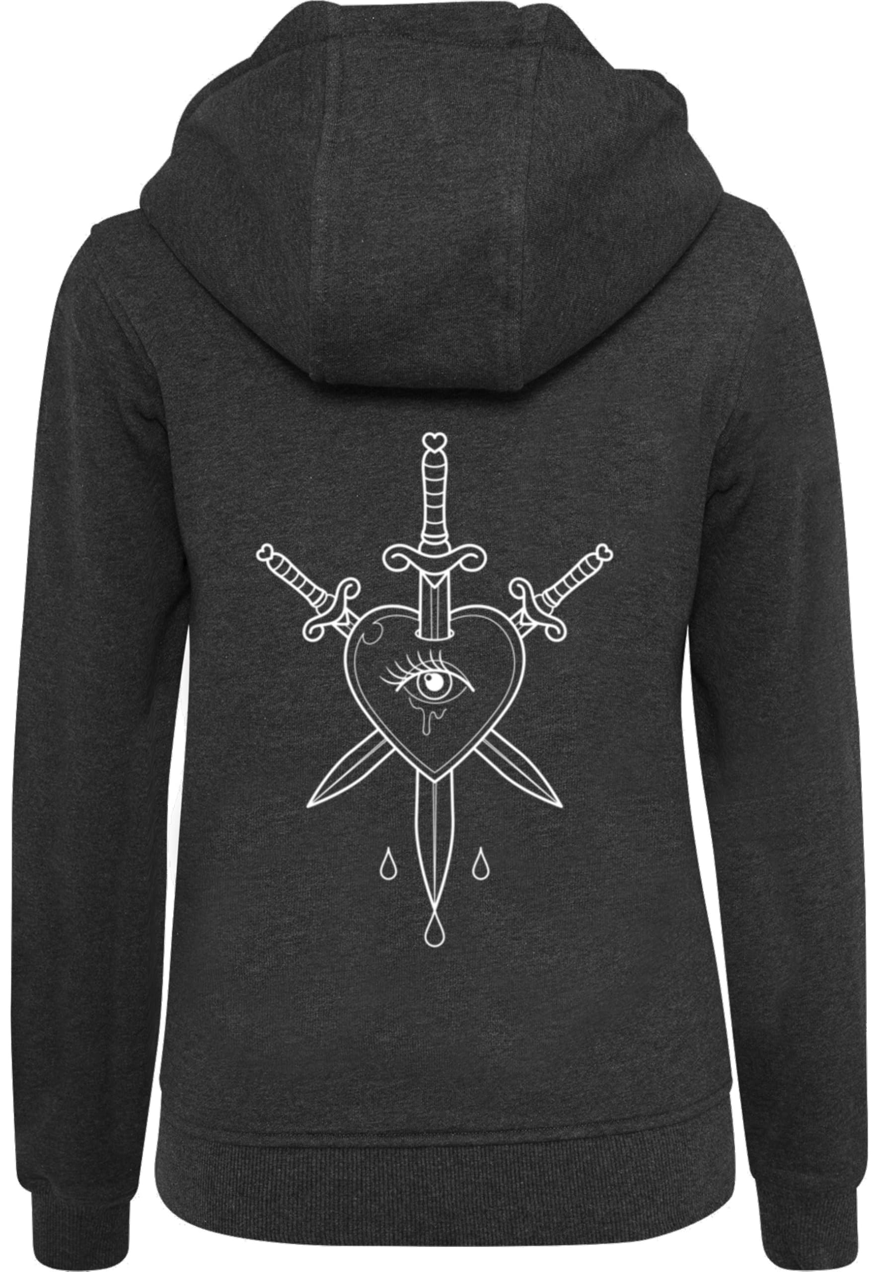 Miss Tee Damska bluza z kapturem Heartbreaker Lovetaker, luźna bluza z kapturem z nadrukiem na plecach, regularny krój, rozmiary XS - 5XL, antracyt, XXL