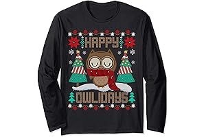 Happy Owlidays Funny Owl Ugly Christmas Sweater