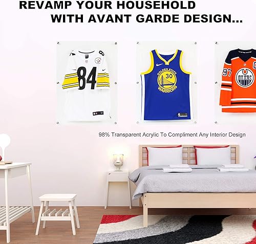 Miniatura 3 de Vitrina de acrílico con marco de jersey, con cerradura con soporte de montaje en pared, resistente a los rayos UV, protección antidecoloración