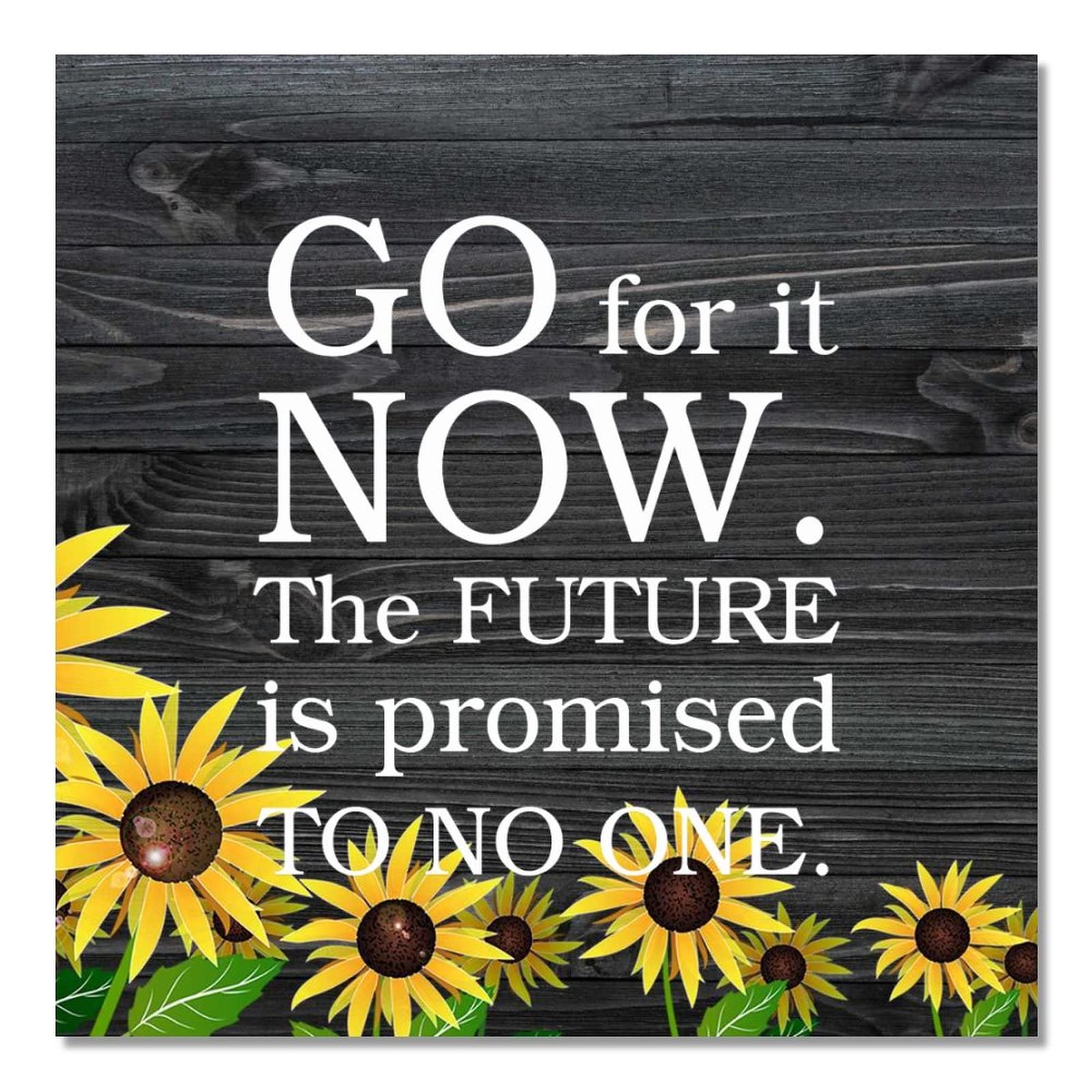Plaque décorative en bois motif tournesol avec citations inspirantes 40,6 x 40,6 cm