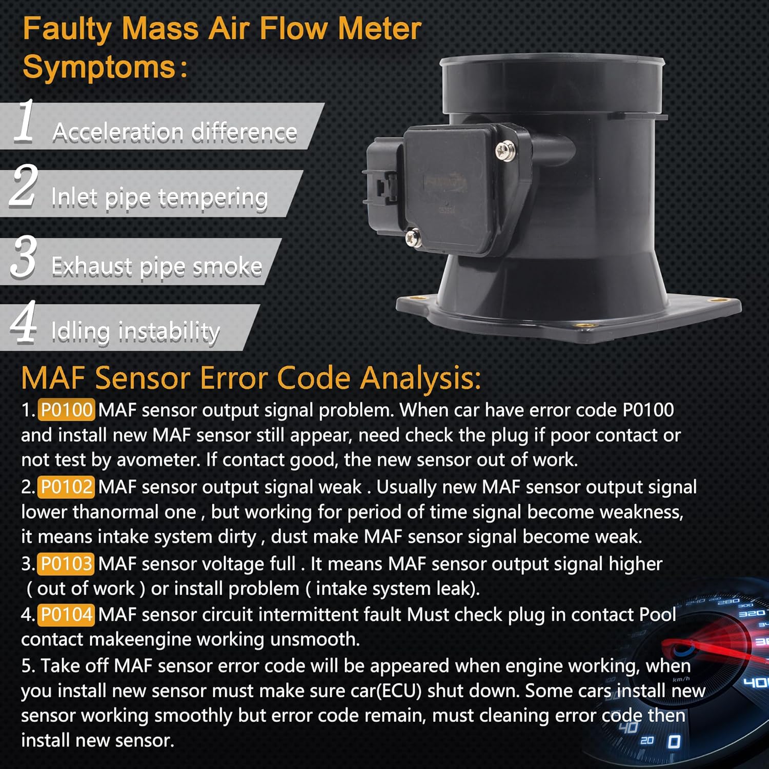 Mass Air Flow Sensor MAF Meter Compatible with Ford Crown Victoria V8 4.6L 03-04, Lincoln Town Car 03-11, Mercury Grand Marquis 03-04 2007 - Replaces OE AFH7034 MAF0028