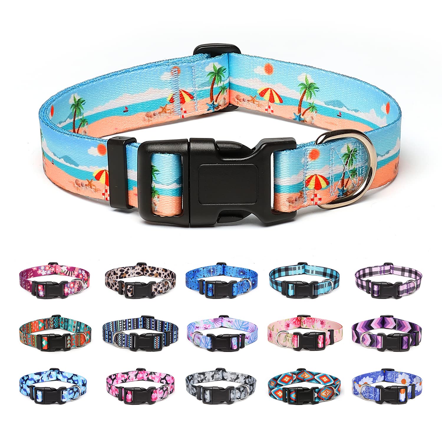 Adjustable Dog Collar with Patterns, Ultra Comfy Soft Nylon Breathable Pet Collar for Small Medium Large Dogs (L, Pink Daisy) — view 25