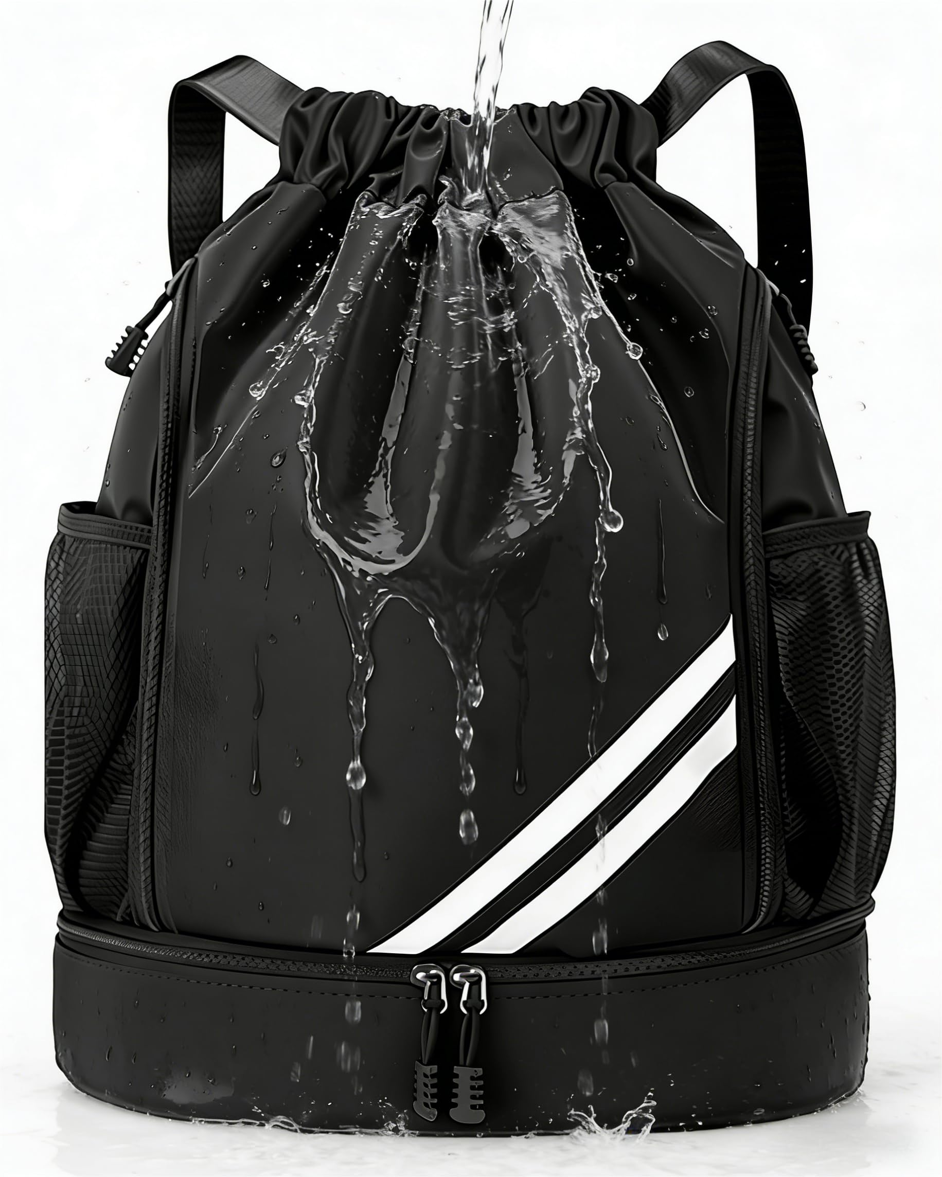 Sac Piscine Homme Femme Étanche, Sac à Dos de Sport avec Compartiment Chaussures, Sac de Gym Pliable avec Poches, Idéal pour Natation, Voyage et Fitness