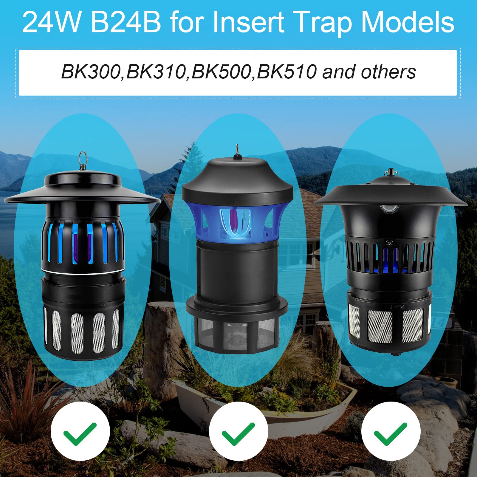 Paquete de 6 bombillas UV de repuesto para exterminador de insectos 41050 bombillas de repuesto compatibles con DynaTrap Dt1050 Dt1100 Dt1250, bombilla trampa de 1/2 acre, lámpara ultravioleta de 7 W 6