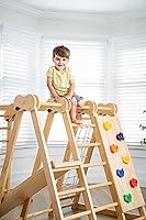 Vista 4 de Avenlur Juego de juego interior 7 en 1 para niños de 2 a 6 años con tobogán, pared de escalada, escalera, red, barras, columpio, anillo - EE. UU