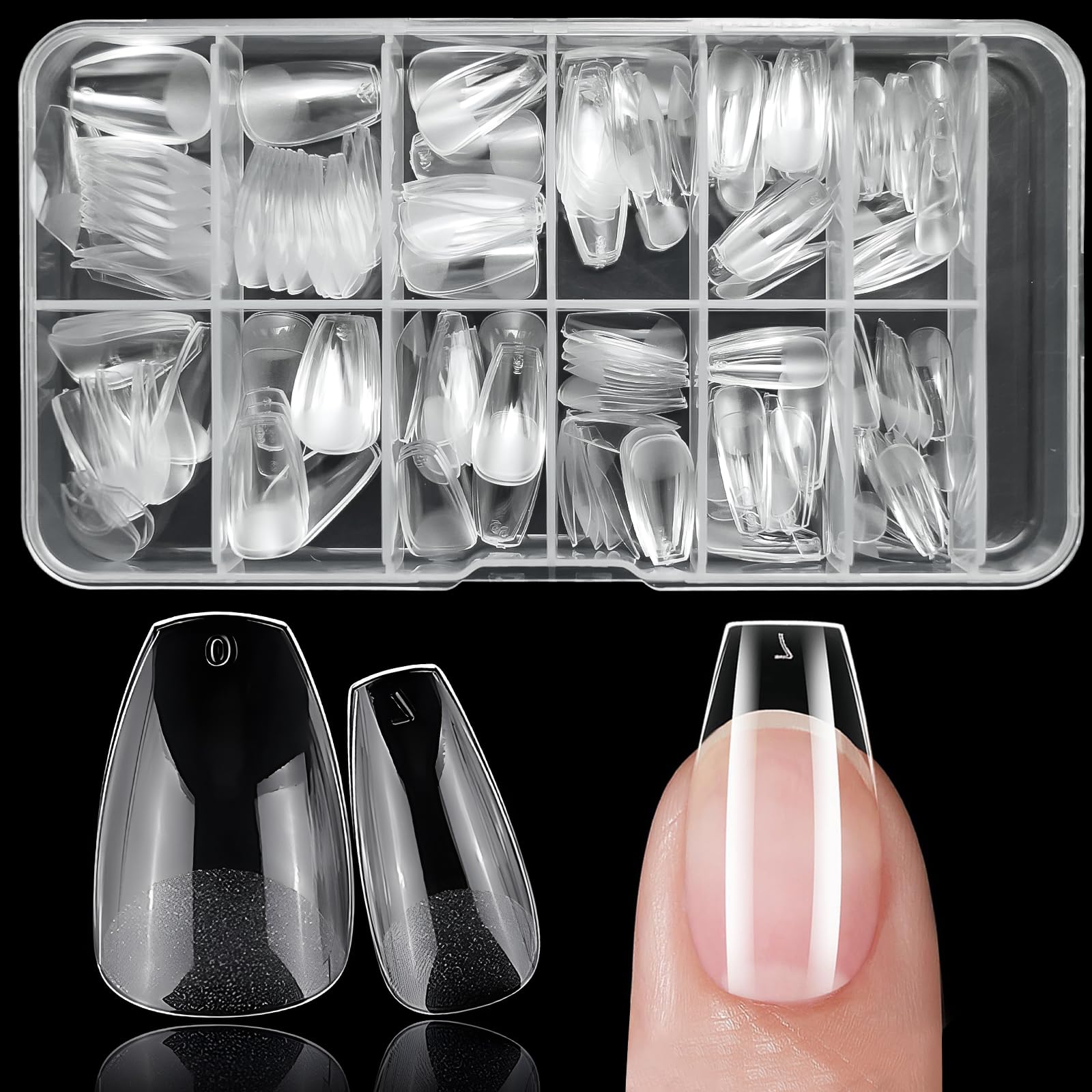 240pc Coffin Gel Nail Tips Fake Nails Clear Press Nail Acrylic Nail Tip