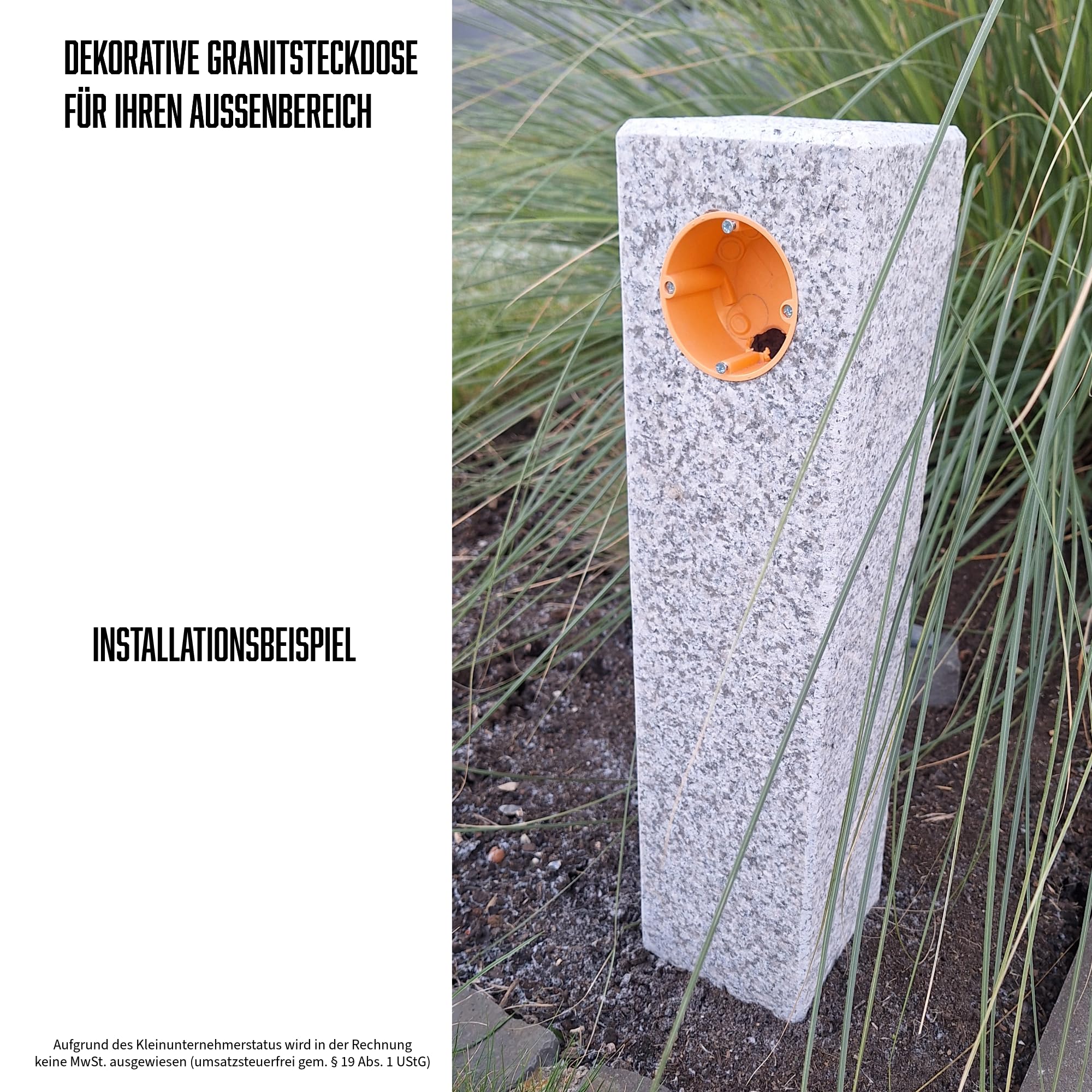 Doppelsteckdose Granit Naturstein G603 50x 12 x 12 cm Granitsteckdose Gartensteckdose Außensteckdose Natursteinsteckdose Doppelsteckdose Granitpalisade Steckdosensäule Steinsteckdose