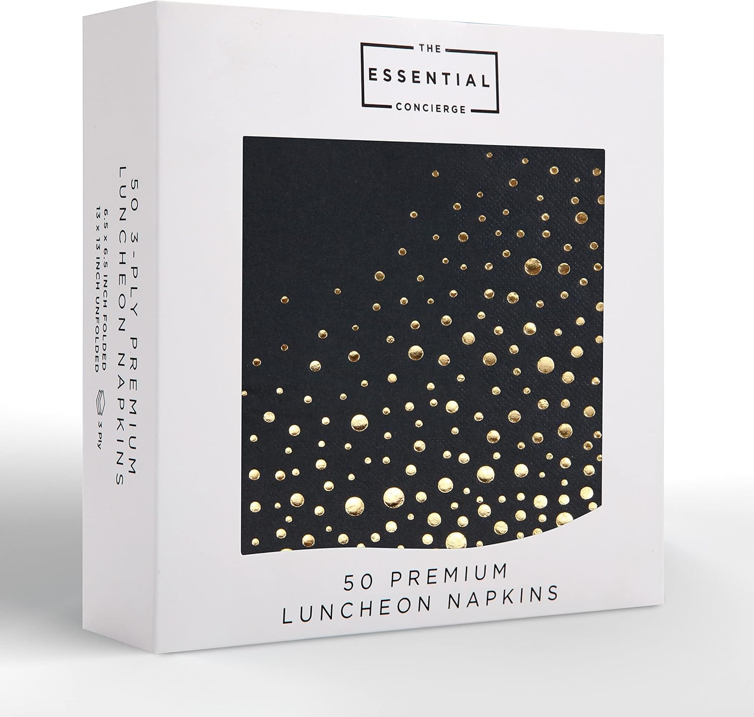 Stylish Black and Gold Napkins Disposable 6.5 x 6.5 Inch