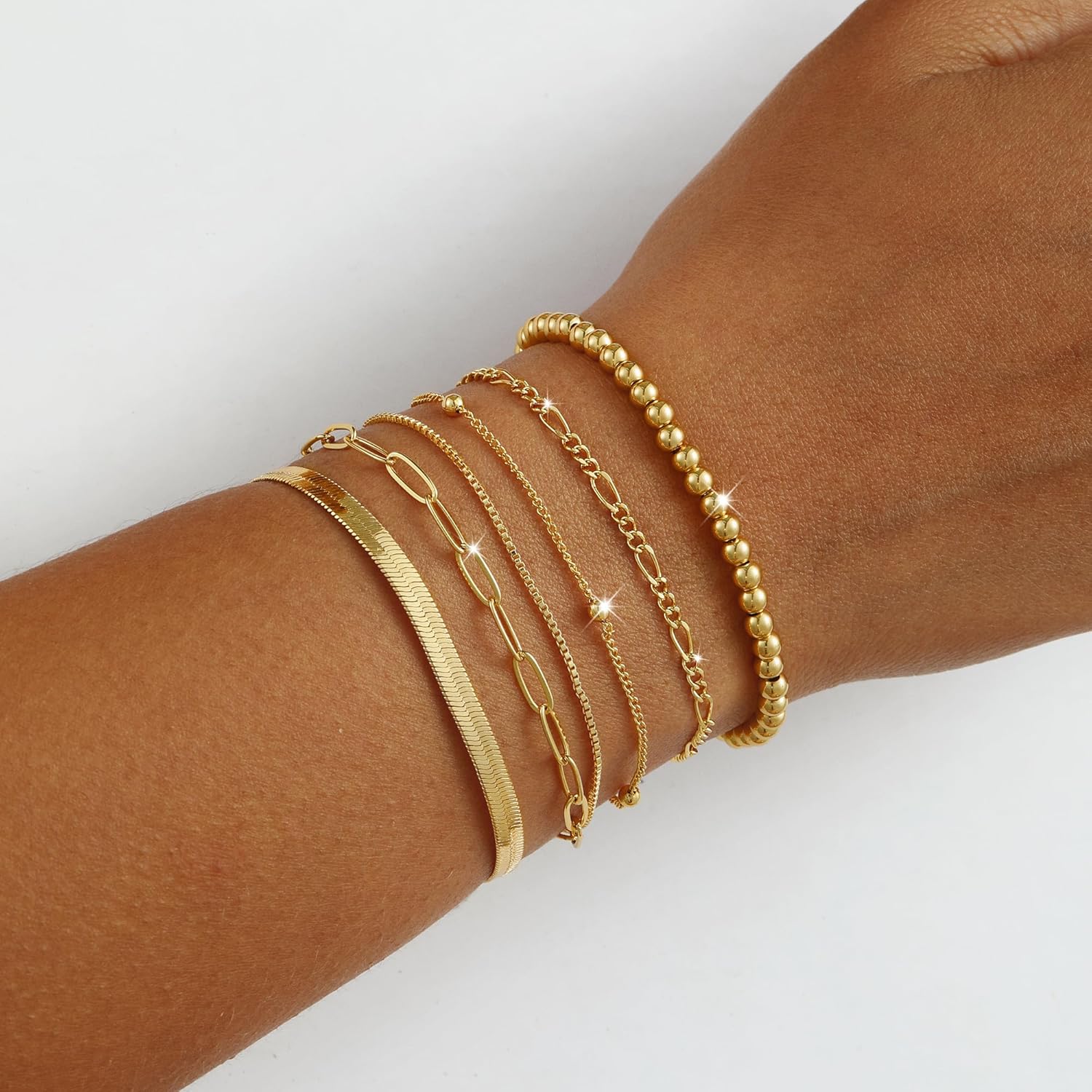 VIROMY Gold Bracelets for Women Waterproof,14K Gold Plated Dainty Layered Stackable Bracelet Set No Tarnish Adjustable Size Jewelry Sets Gifts - Image 2