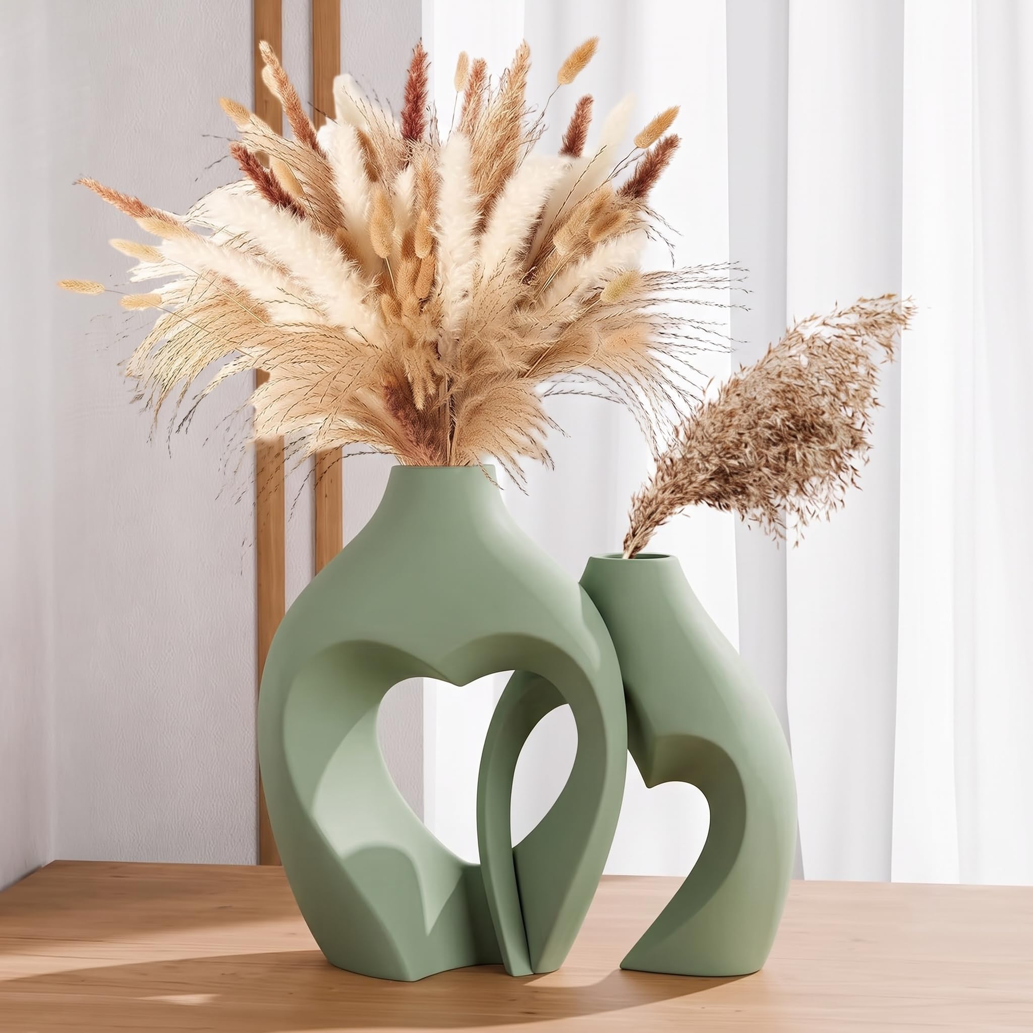 PUREZENTO Donut Heart Vases - Set of 2 Ceramic Vases -11