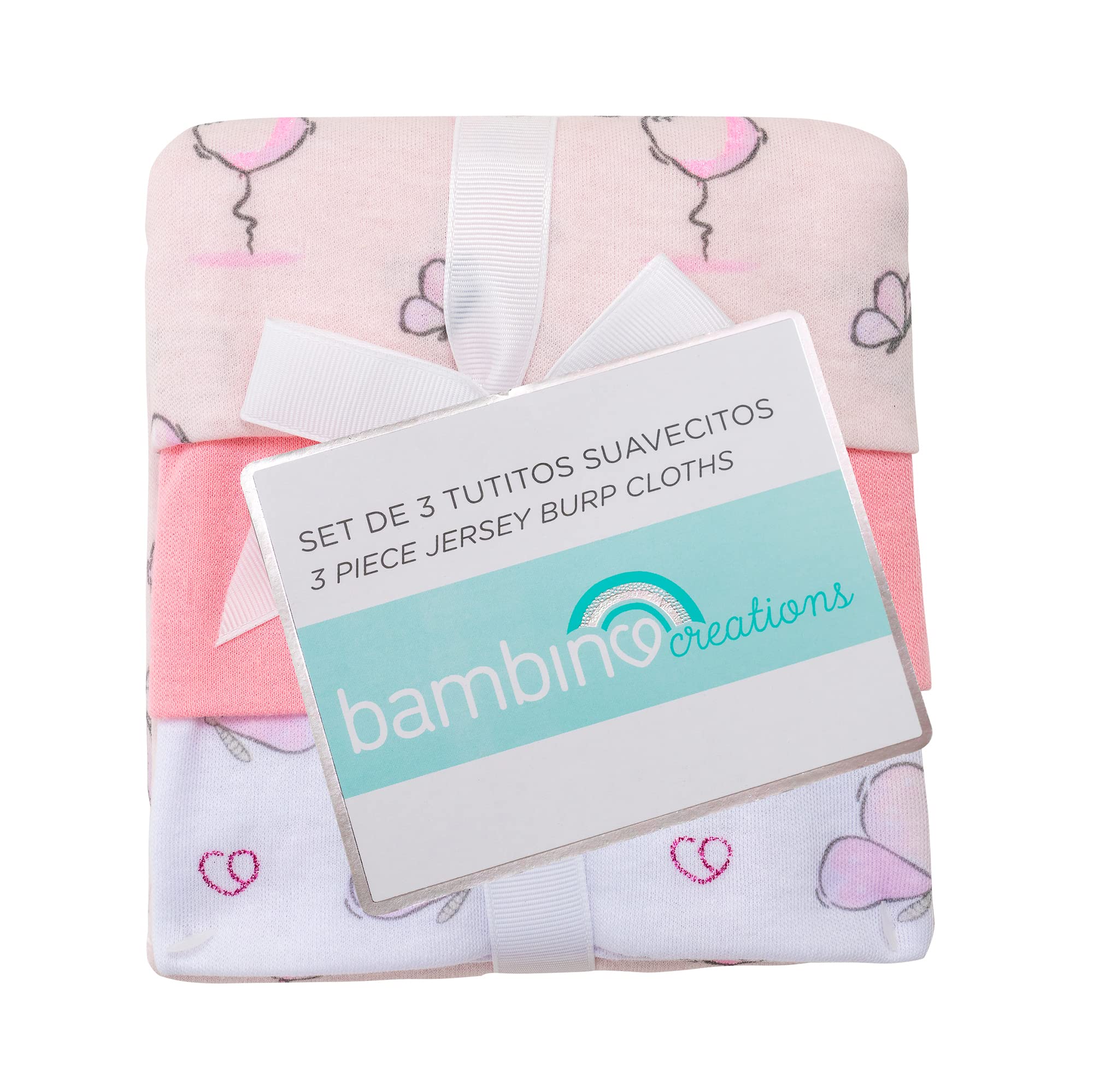 Baby Burp Cloths 3 Pack - Burp Cloths Baby Girl Burp Rags, Burb Clothes - 15.75" x 25.6" Soft Absorbent Burping Cloths for Baby Girls Machine and Dryer Safe - Light Pink