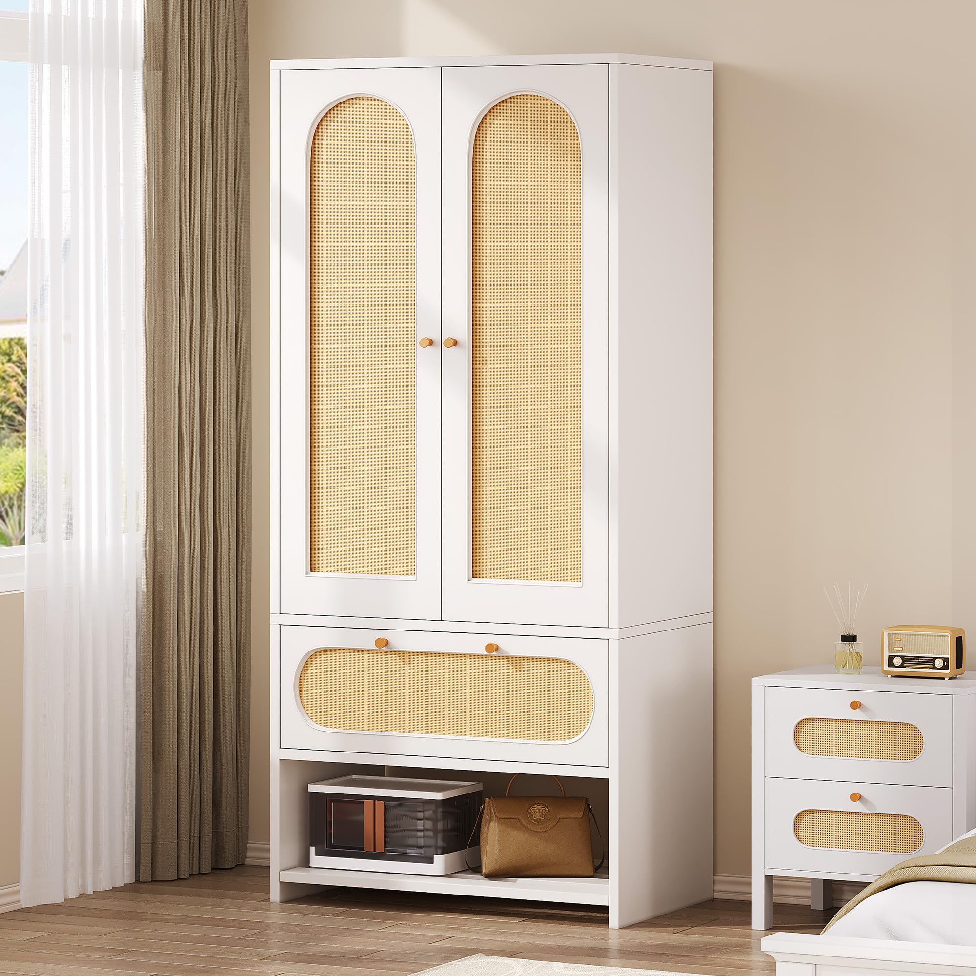 Amazon.com: DWVO Rattan Armoire Wardrobe Closet - 70