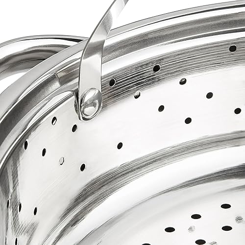 Miniatura 7 de Juego de ollas de acero inoxidable de 8 cuartos de galón de 4 piezas, olla con cesta de vapor, colador y tapa de vidrio resistente al calor, asas