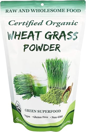 Cherie Sweet Heart - Polvo de hierba de trigo orgánico, rico en vitaminas, fibras, ácidos grasos y minerales, apto para veganos (16 onzas, 57