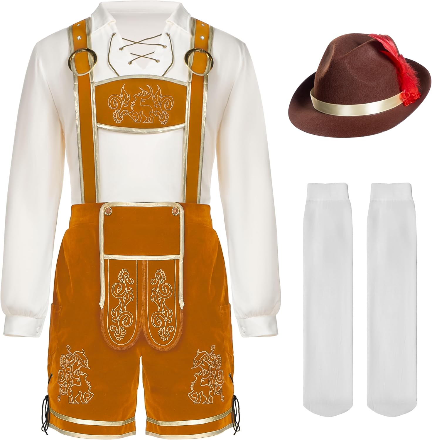 Spooktacular Creations Men’s German Bavarian Oktoberfest Costume Set, Beer Costume Hat for Adults Halloween and Beer Festival
