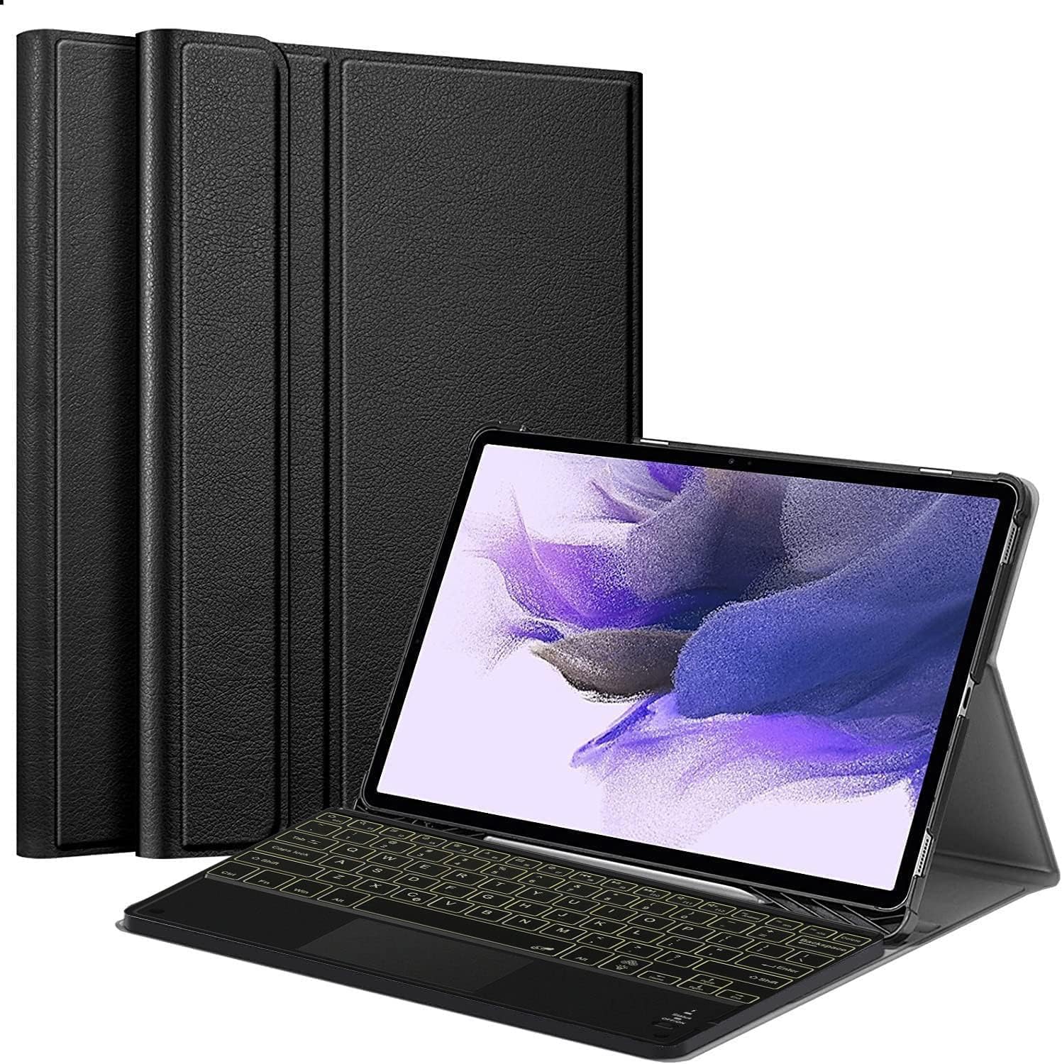 HOM Tri Fold 7-Colour Backlight Detachable Wireless Bluetooth Keyboard with Trackpad/Touchpad Tablet Cover Case for Samsung Galaxy Tab S7 FE 12.4 inch 2021, Galaxy Tab S8 Plus & S7 Plus - Black (B0CP2T3P5K) Amazon Price History, Amazon Price Tracker