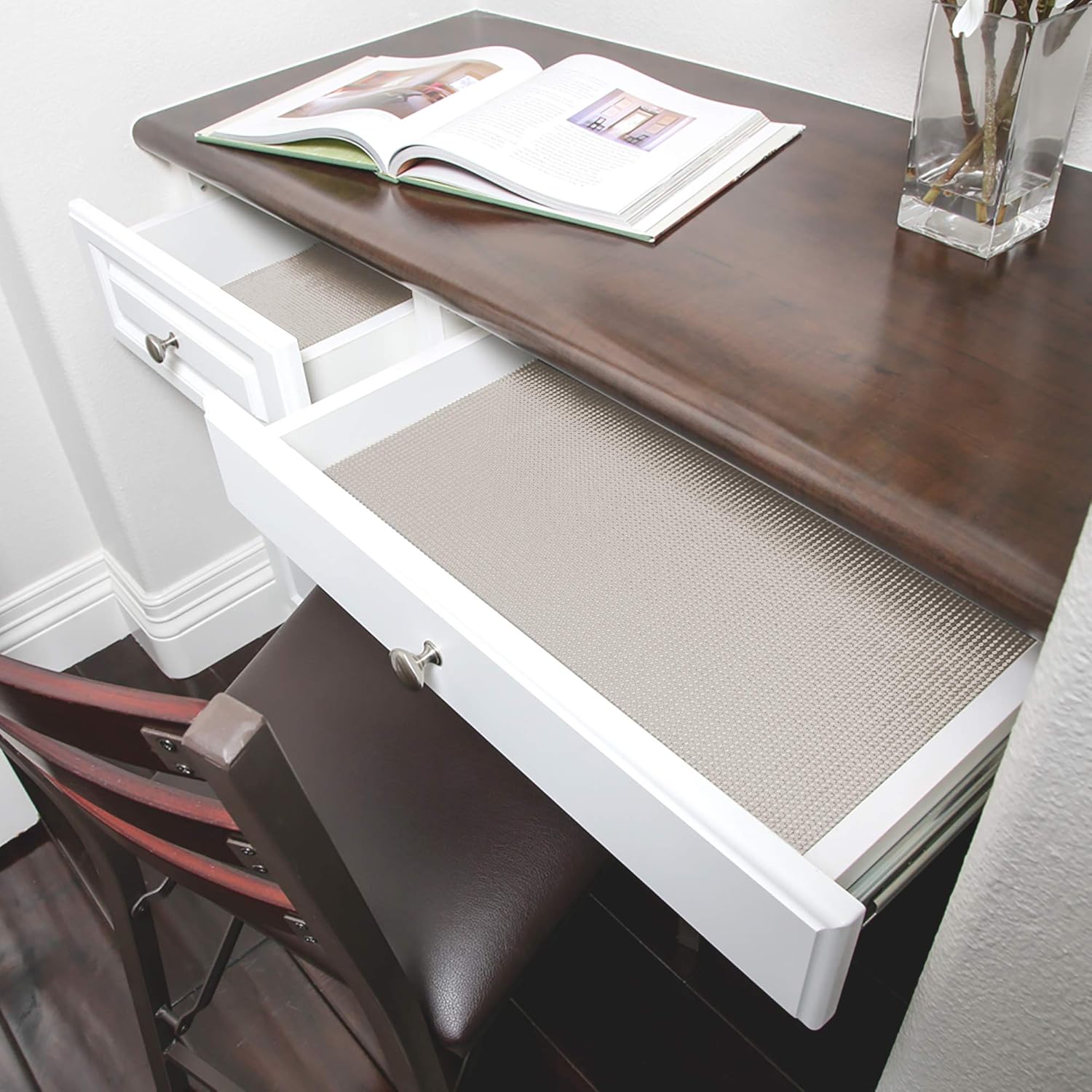 Smart Design Classic Grip Shelf Liner - 12 Inch x 10 Feet - Non Adhesive, Strong Grip Bottom, Easy Clean Kitchen Drawer, Cabinet, Cupboard Dresser Protector Cover, Non Slip Rubber Mat - Graphite Gray
