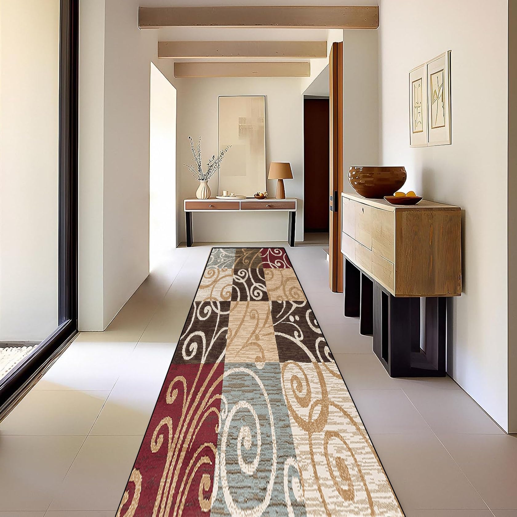 Tapis salle de bain tapis couloir 90 x 330 cm lavable de sol