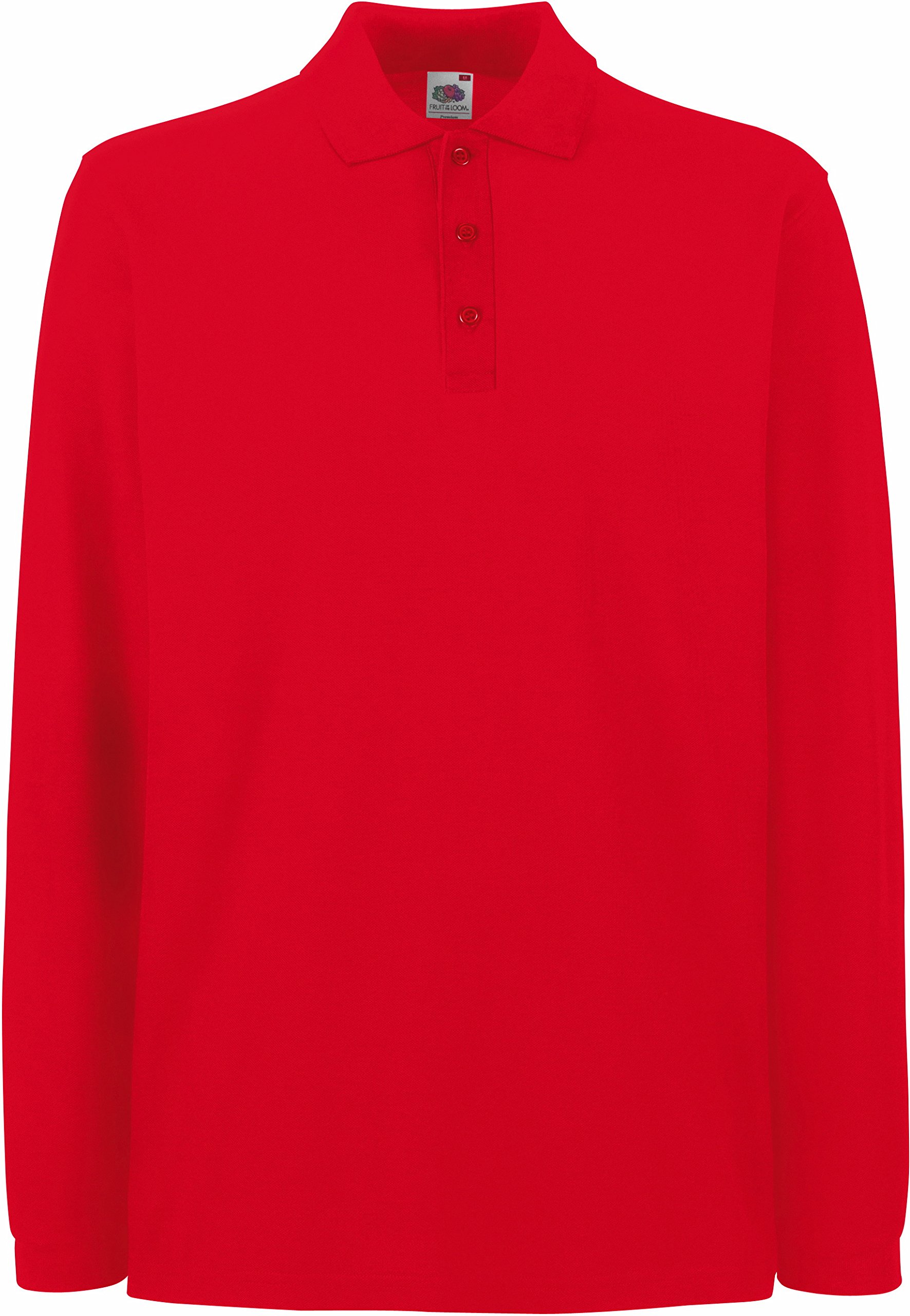 Fruit of The Loom Premium Long Sleeve Polo Red M