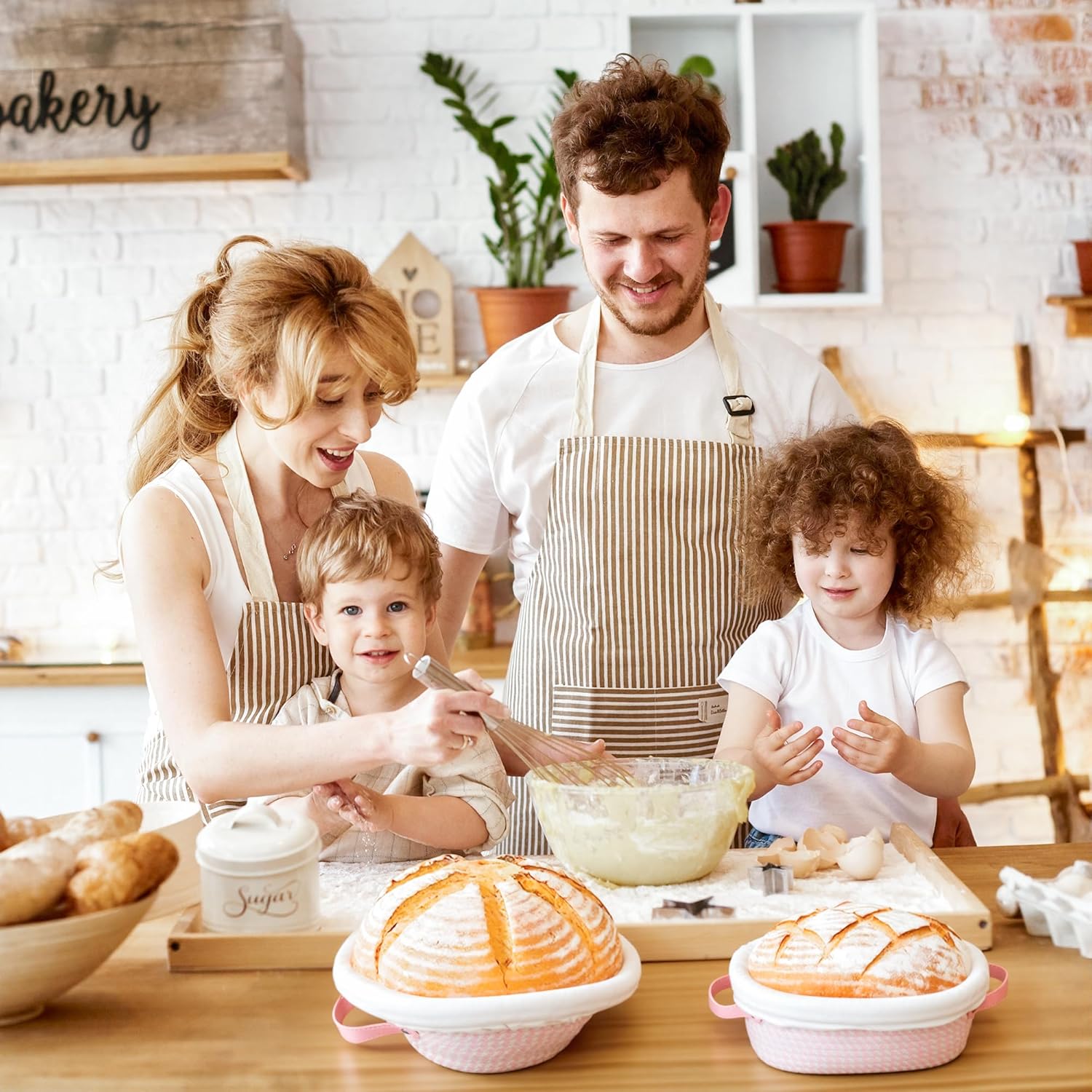 Sourdough Starter Kit with 2 Proofing Baskets (Oval & Round) & Sourdough Starter Jar, Complete Sourdough Bread Baking Supplies for Artisan Bread Ideal Gift for Women Mom Wife Bakers