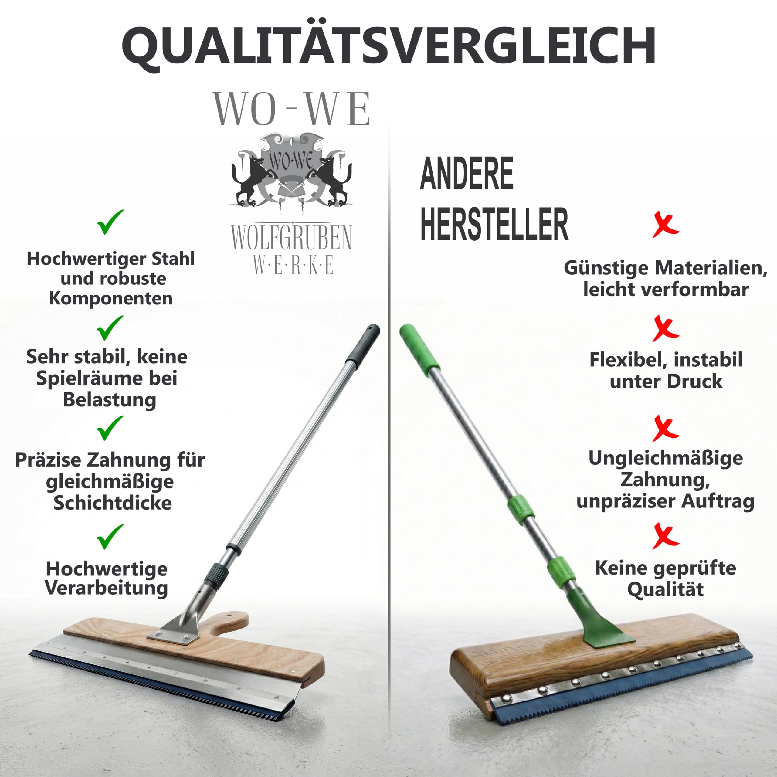 Großflächenrakel 560mm mit Teleskopstiel Stehrakel Zahnrakel Standrakel Flächenrakel