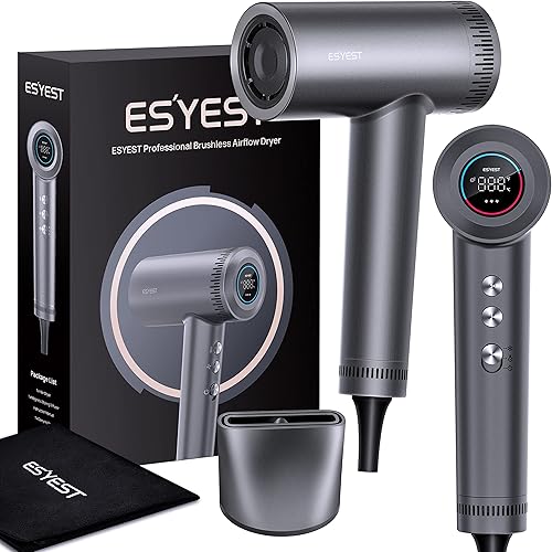 ESYEST Secador de pelo secador iónico negativo con motor sin escobillas de alta velocidad secador de pelo ligero con pantalla HD secadores de pelo