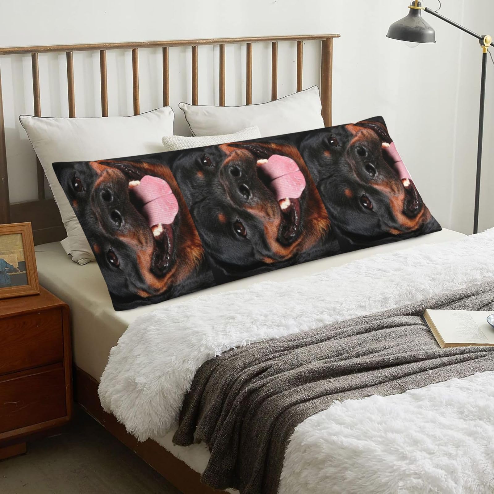 Rottweiler Dog, Body Pillow Cover with Zipper,Long Body Pillowcase 20 x 60 in