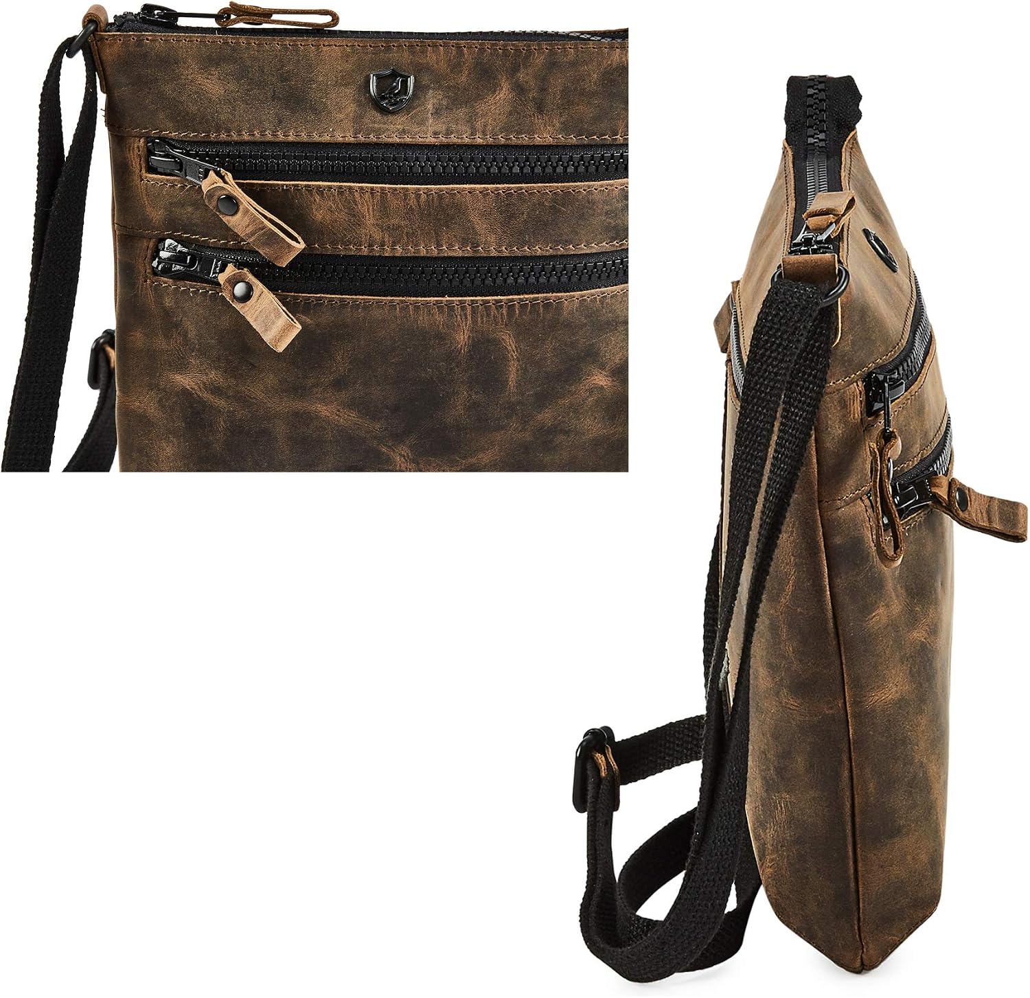 Small Crossbody Bags for Women Genuine Leather Travel Purse Vintage Sling Shoulder Bag with Adjustable Strap & Zipper Pockets image 4