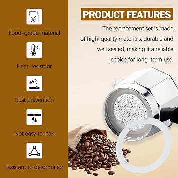 Replacement Filter Set for 3 Cup Stove Top Espresso Maker Aluminum Filter
