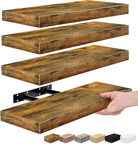 Miniatura 7 de Sorbus Estantes flotantes para pared, estantes de baño montados en la pared para cocina, dormitorio, sala de estar, almacenamiento de baño, sobre el