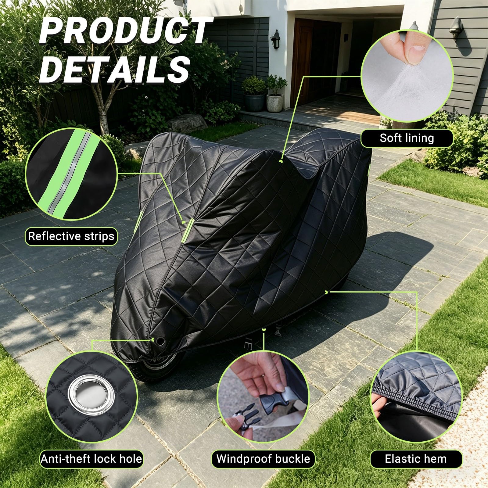 YAOJIA Funda para Motocicleta Compatible con V Star Classic Funda Impermeable de Gran tamaño, Apta para Todas Las Estaciones, con protección contra el Sol y el Polvo.