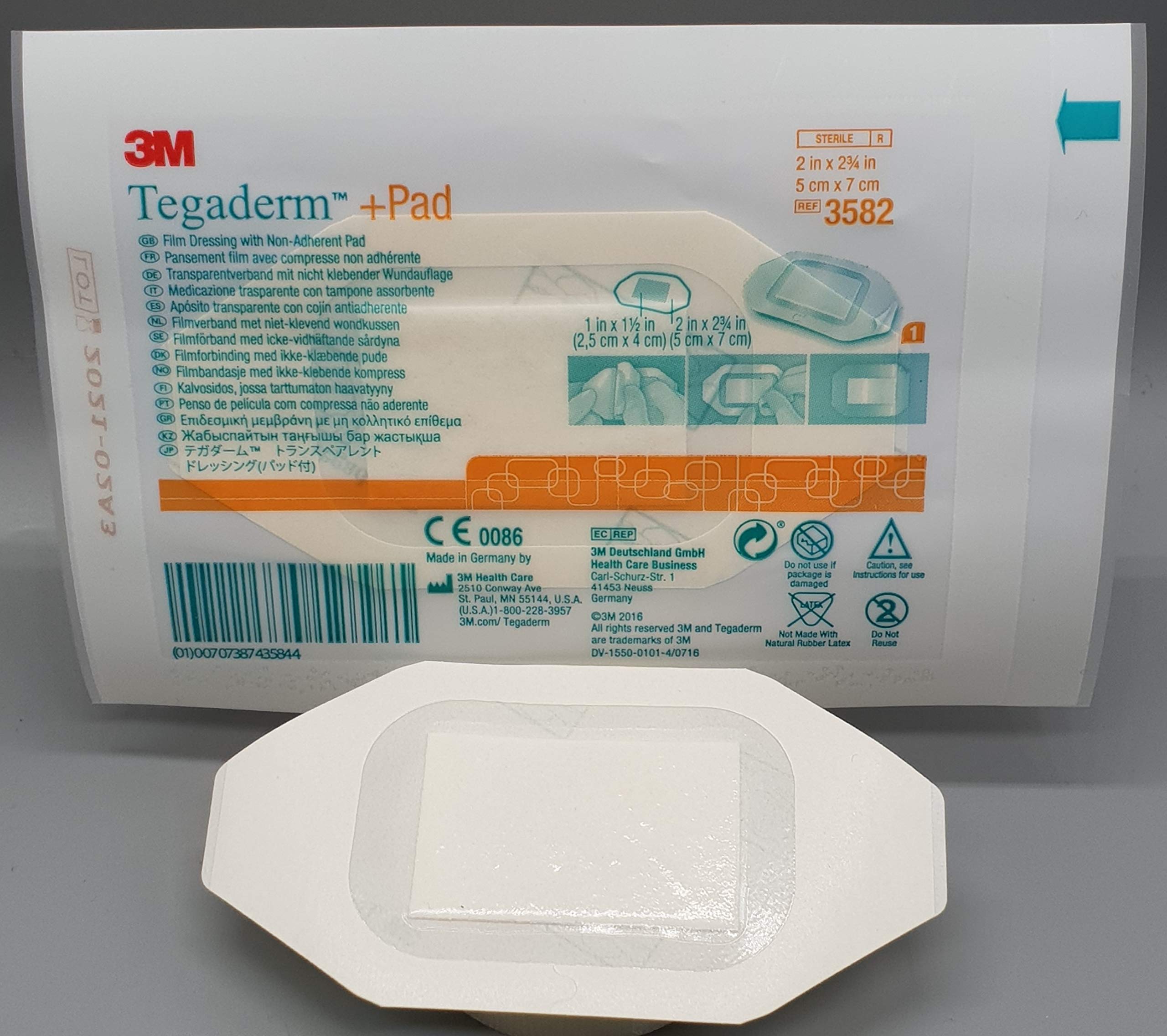 TEGADERM Plus +PAD 3M Film Dressings 5cm x 7cm x10 3582 Transparent