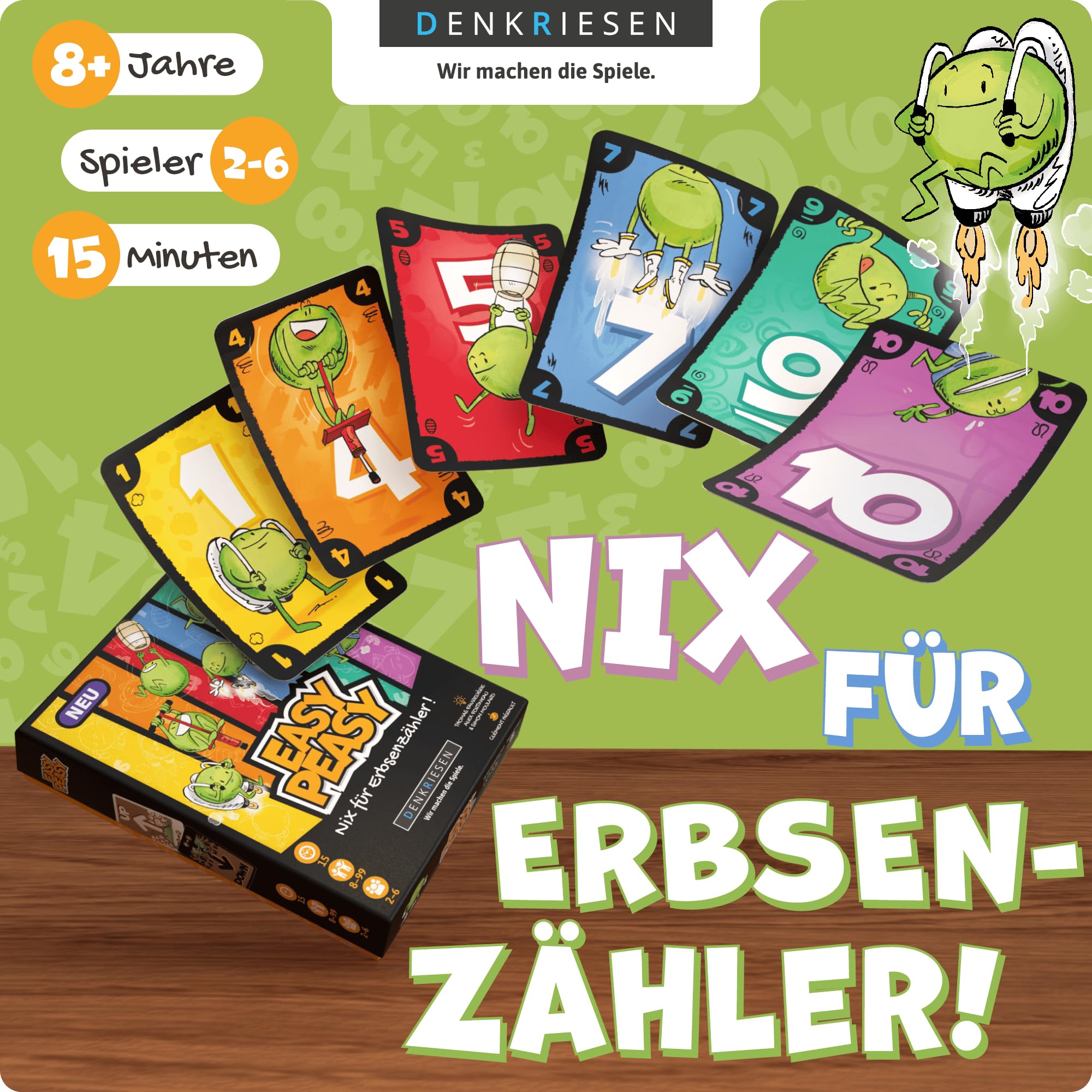 DENKRIESEN Easy Peasy – Nix für Erbsenzähler! | Kartenspiel ab 8 Jahren, Familienspiel für 2–6 Spieler, taktisches Ablegespiel mit Aktionskarten, witzig & strategisch für Spieleabend - 2