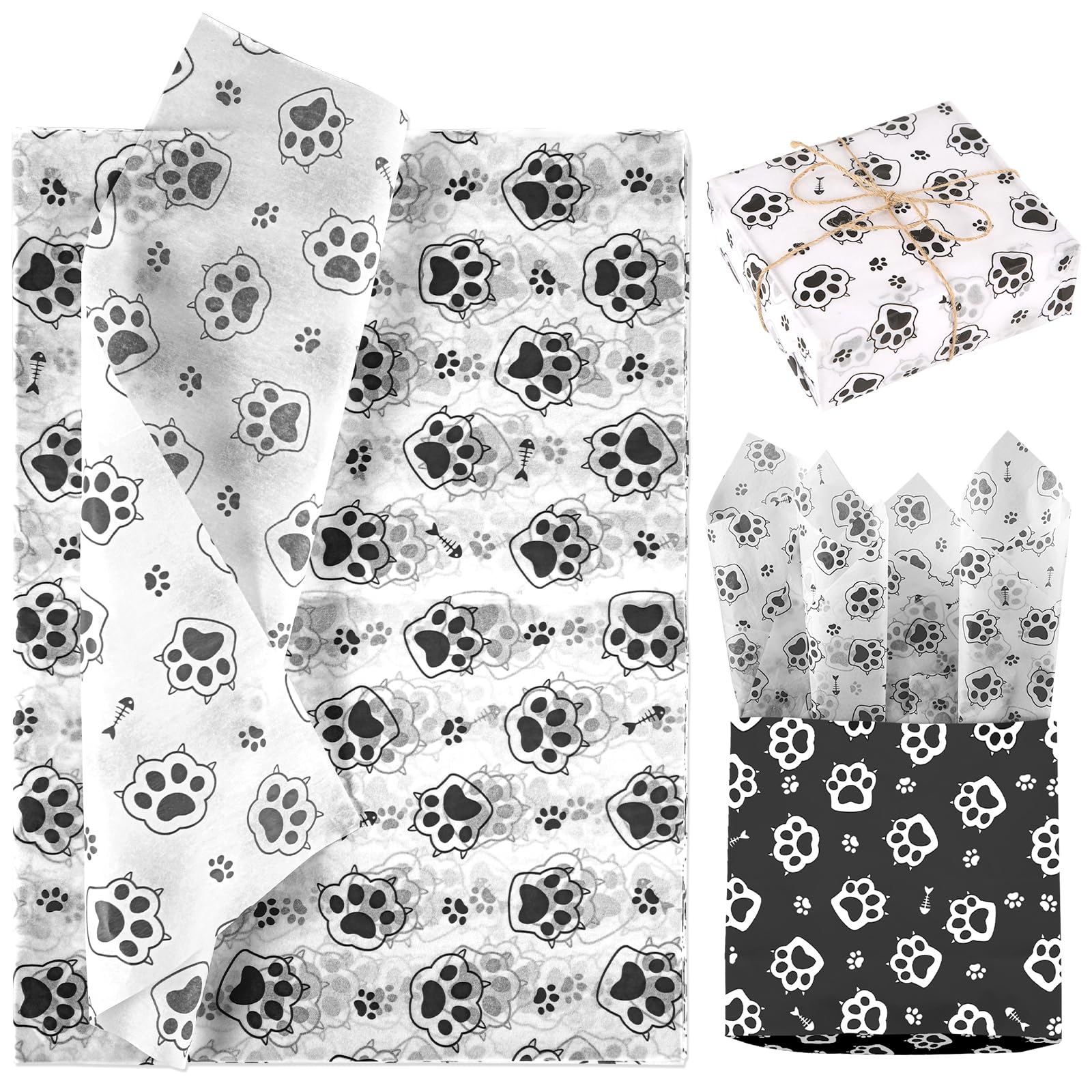 30st Hondenpootpapier, 50x35cm Cute Pootafdruk Tissuepapier Puppy Paws Papieren Zakdoekjes Cadeaupapier Papieren Zakdoekje voor Geschenkverpakkingen Bruiloft Verjaardag Feestartikelen(Rood