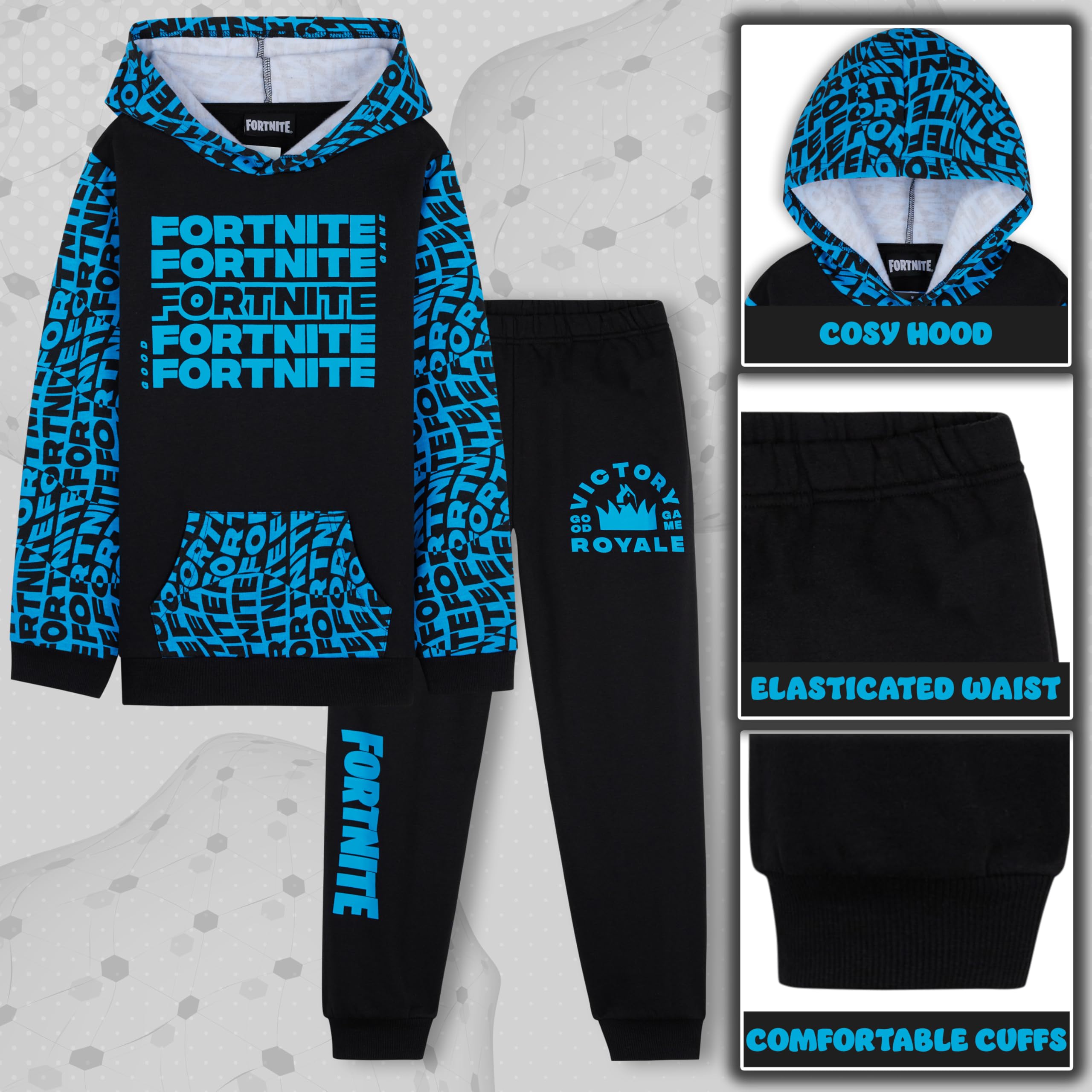 Fortnite Zestaw dresowy dla chłopców, nastolatków, bluza z kapturem i joggerami, bluza z kieszenią kangurka, prezenty dla graczy dla chłopców