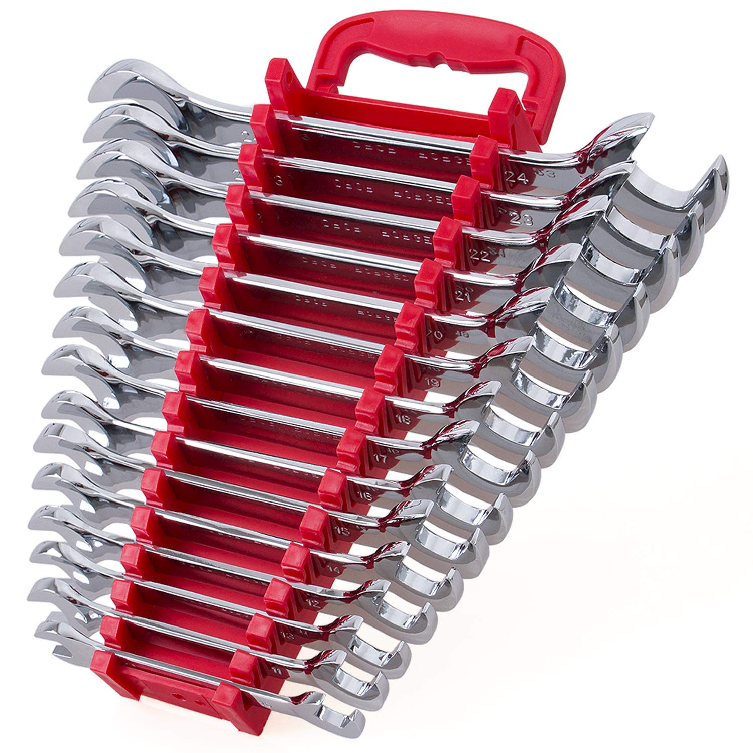 15Piece Premium Angle Head Open End Wrench Set, Chrome Vanadium Steel