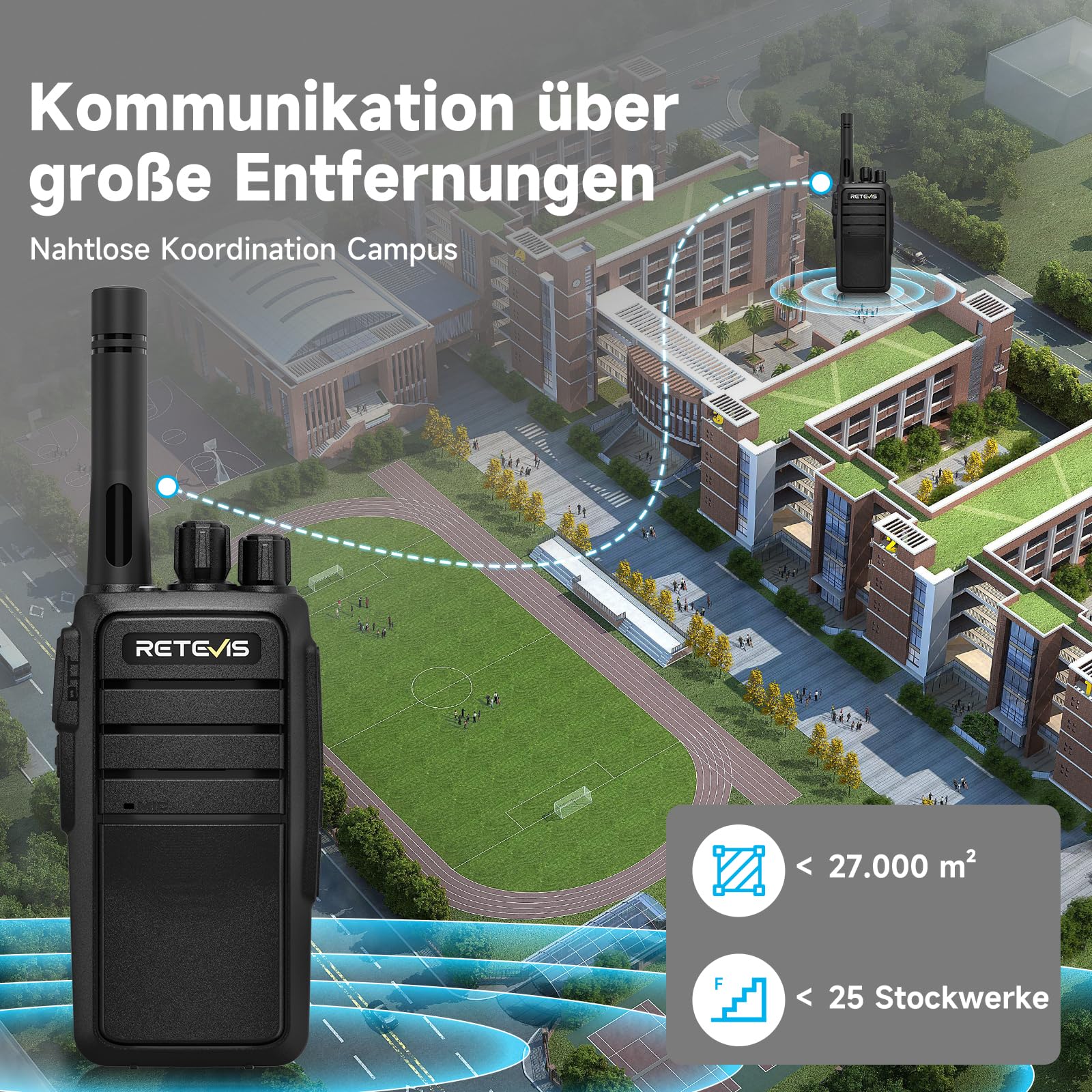 Retevis RT21 Handheld-Walkie-Talkies-Radio 16CH Wiederaufladbare 2-Wege-Fernverbindung mit CTCSS/DCS VOX für die Planungssicherheit des Airsoft-Wanderfestivals, Rettung(4 Stück Schwarz)