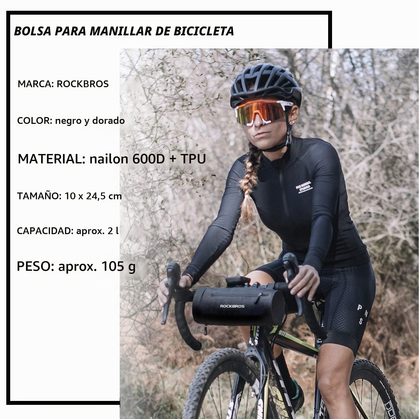 ROCKBROS Bolsa Manillar Bicicleta MTB Multifuncional 2L a Prueba de Agua para Ciclismo Bicicleta Montaña Carretera Plegable, Unisex