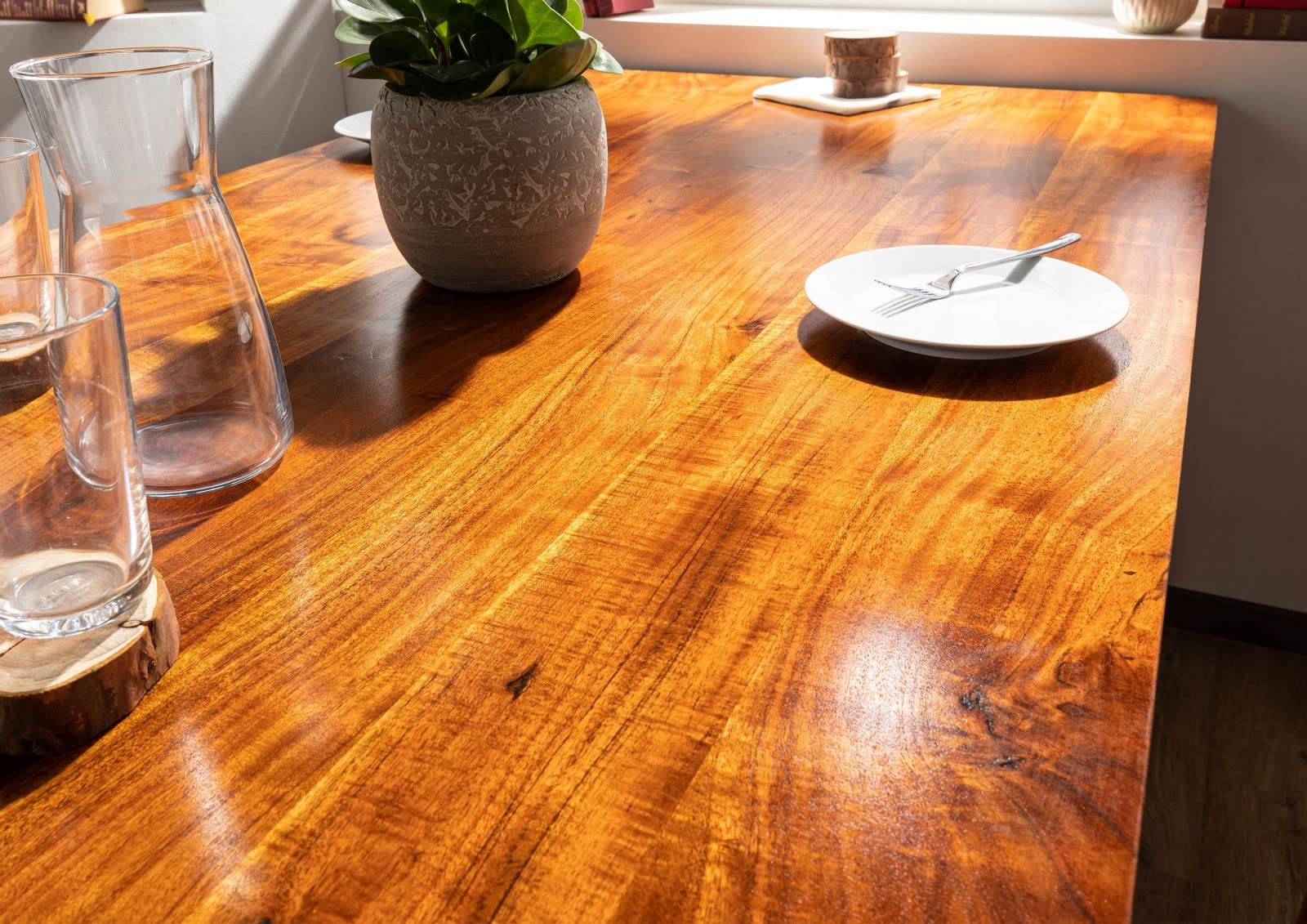 MASSIVMOEBEL24.DE OXFORD #33 Tavolo da pranzo in legno di acacia - laccato/miele 120x90x76
