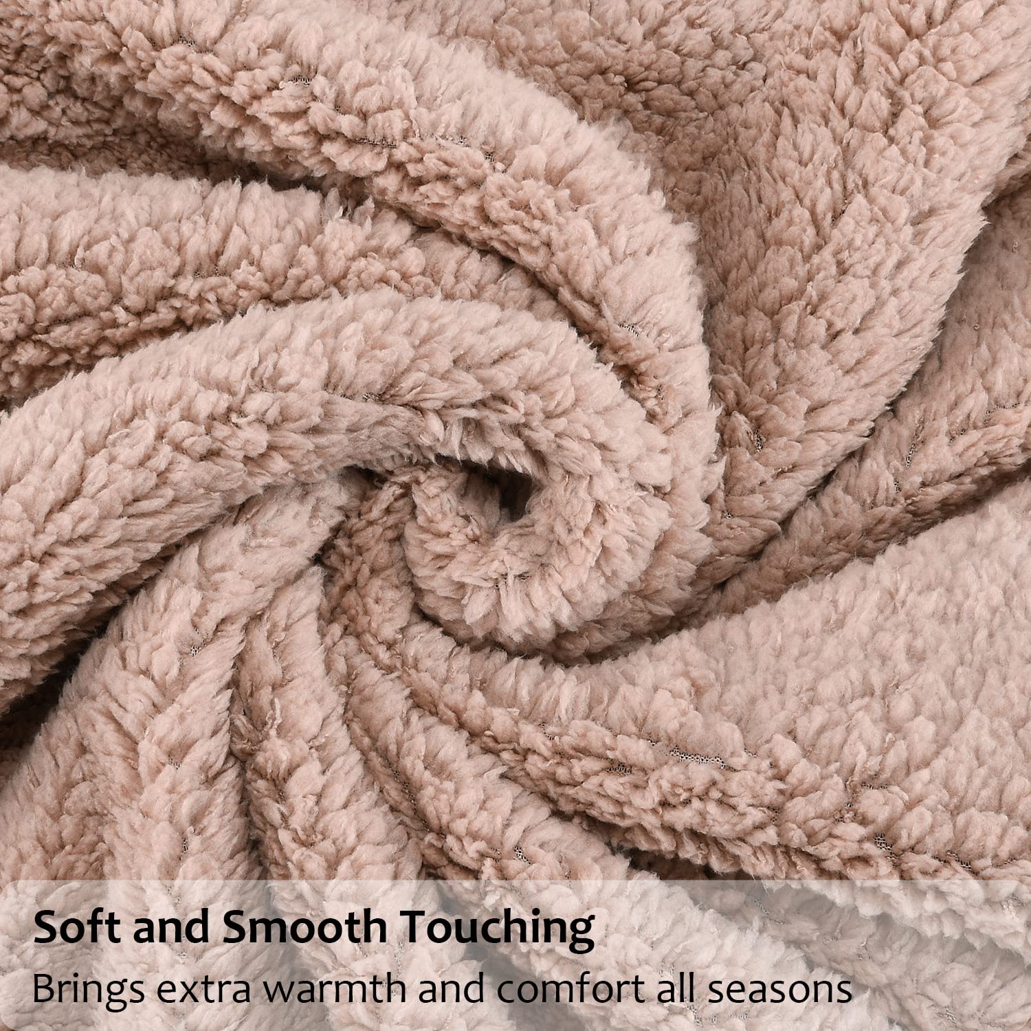 Manta reversible de sherpa súper suave y esponjosa para sofá, manta mullida y mullida, cómoda y cálida, regalo de cuidado cómodo, 50 x 60 pulgadas