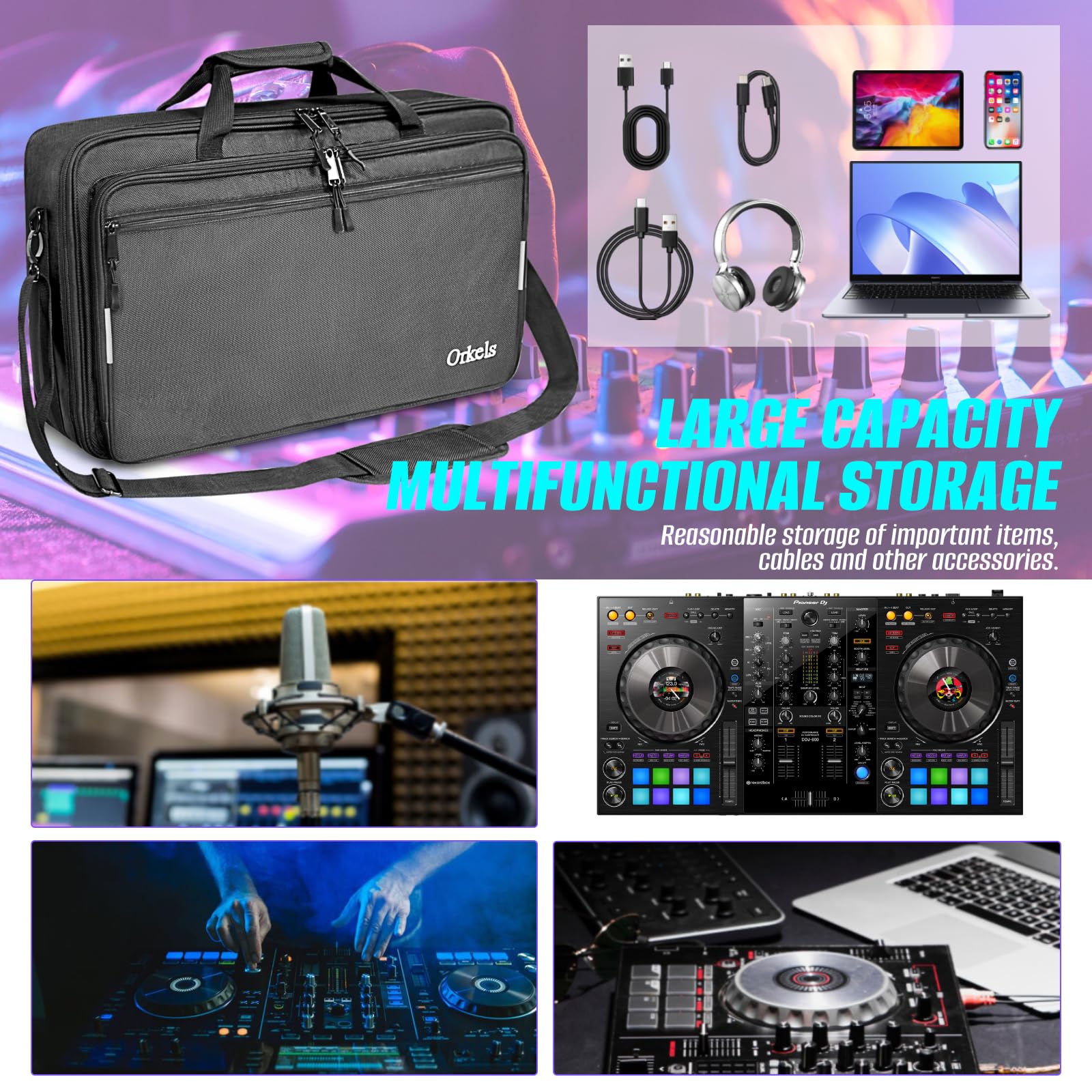 SUNDOY Borsa imbottita per controller DJ DDJ-FLX10, DDJ-GRV6, DDJ-REV5, DDJ-REV7, DDJ-FLX6-GT, DDJ-800, XDJ-RR, DDJ-1000SRT, RX, S8, DDJ SX, SX2, SX3, Inpulse 500