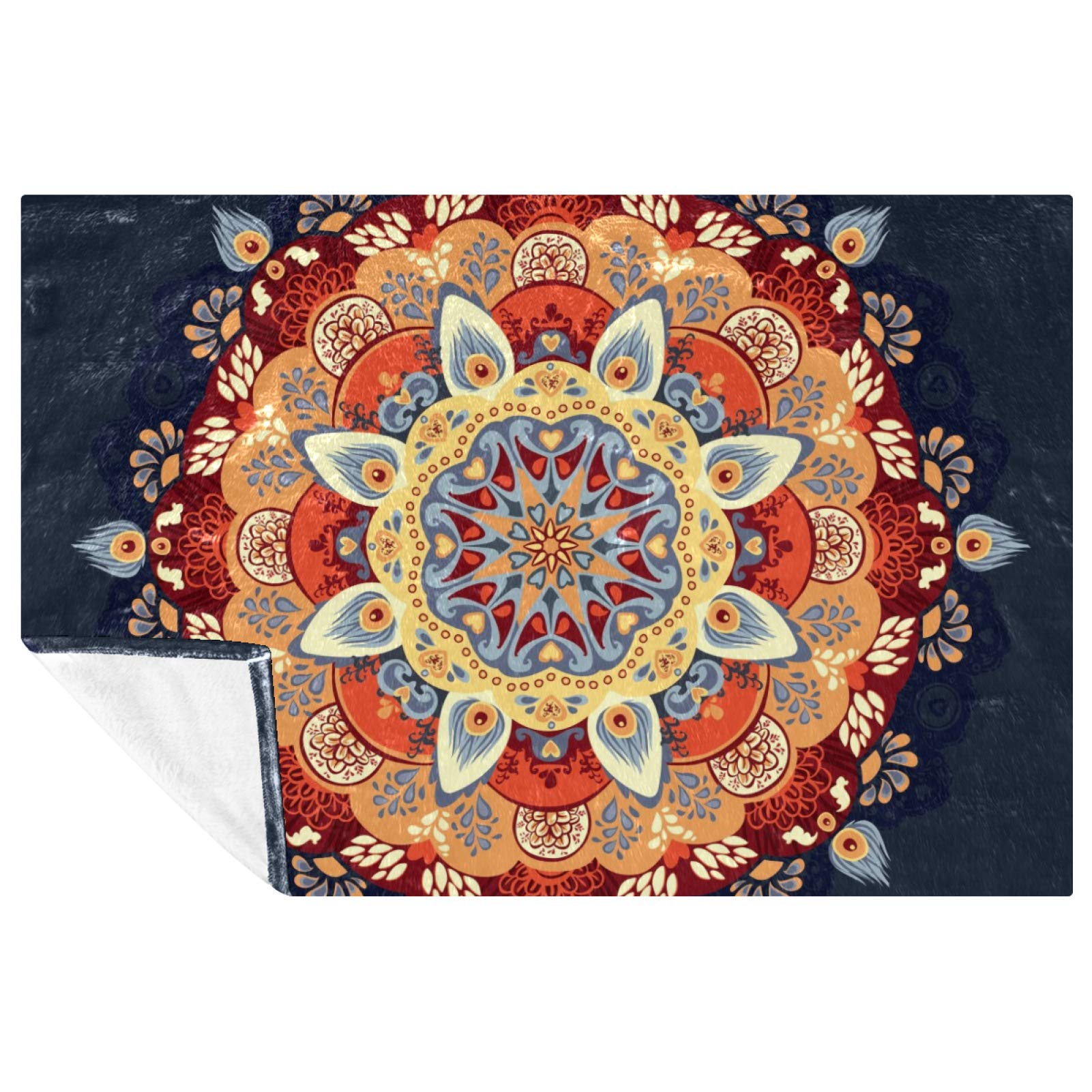 Couverture vintage hippie mandala douce 150x100 cm pour lit et canapé