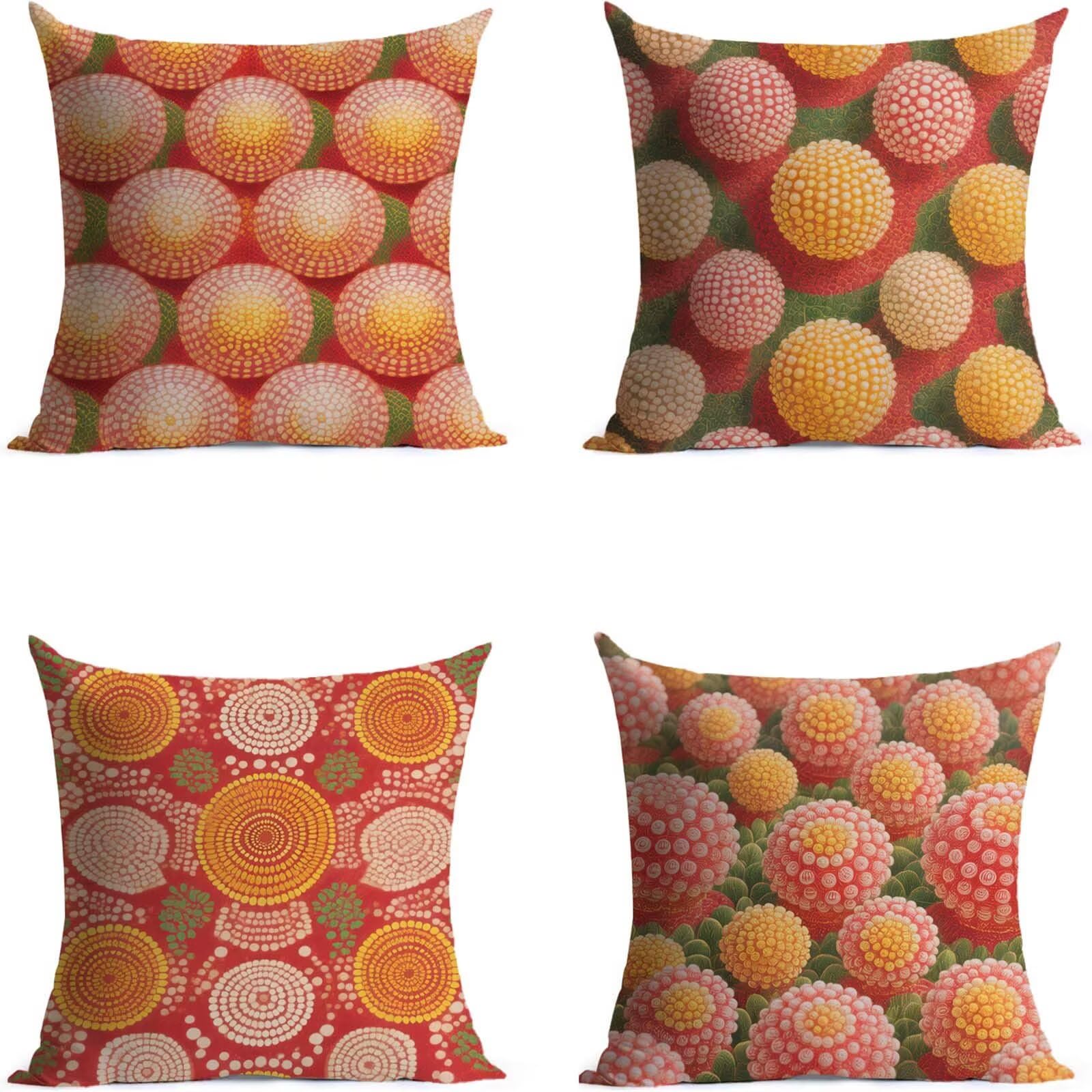 Abstract Outdoor Kissenbezug 60x60cm Wasserdicht Kopfkissenbezug THDZ-0110 | Sofa Bett Dekokissen Bezug Red And Yellow Doppelseitiger Druck Unsichtbarer Reißverschluss for Home Decoration Geschenke