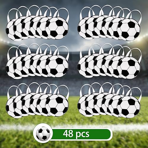 Miniatura 4 de Aoriher 48 bolsas de recuerdo para fiestas deportivas de 9.84 x 9.84 pulgadas, para fútbol, béisbol, no tejidas con temática deportiva, bolsas de