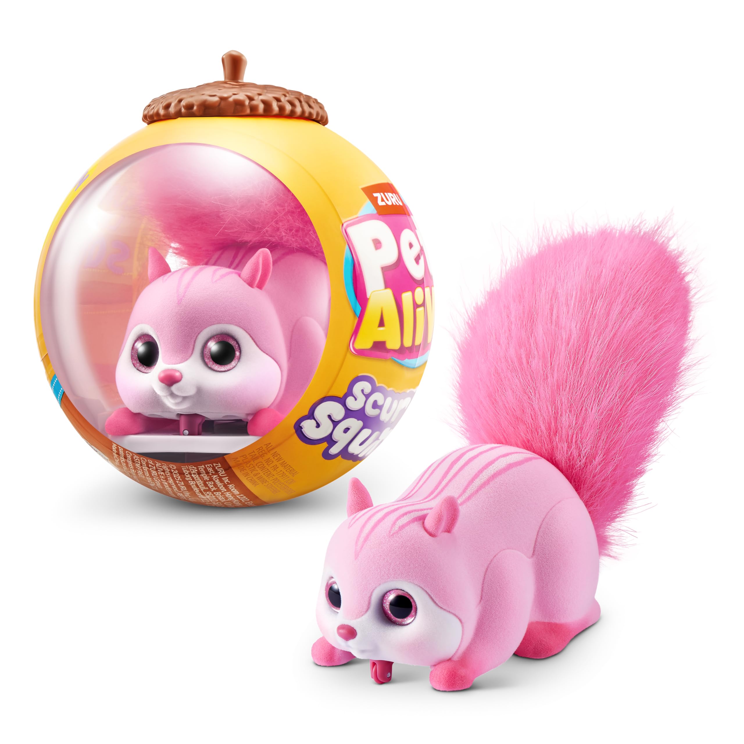 Pets Alive Scurry'n Squirrel (Rose) de ZURU – Jouet Animal Robotique Interactif, Écureuil Mobile avec Mouvements et Sons Réalistes, 2 Ans+