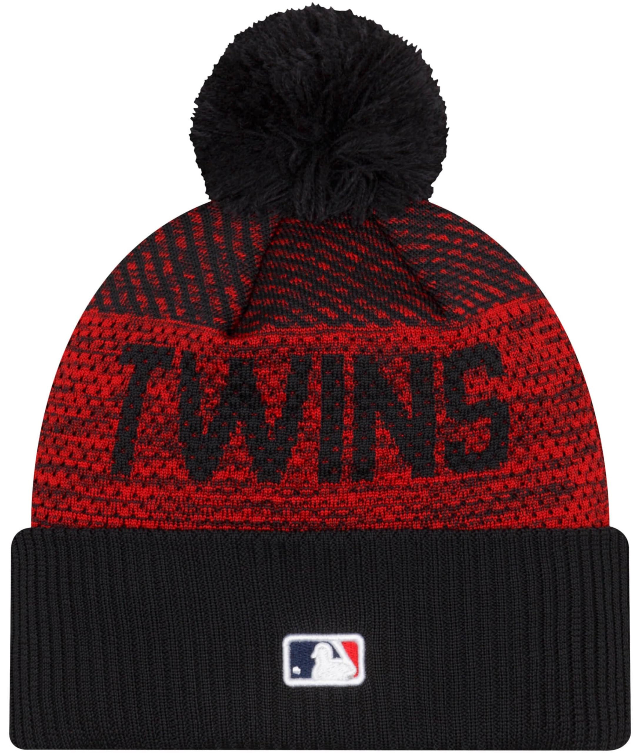 New Era MLB Official Team Color Primary Logo Cold Weather Clubhouse Pom Knit Beanie Hat - Minnesota Twins Navy