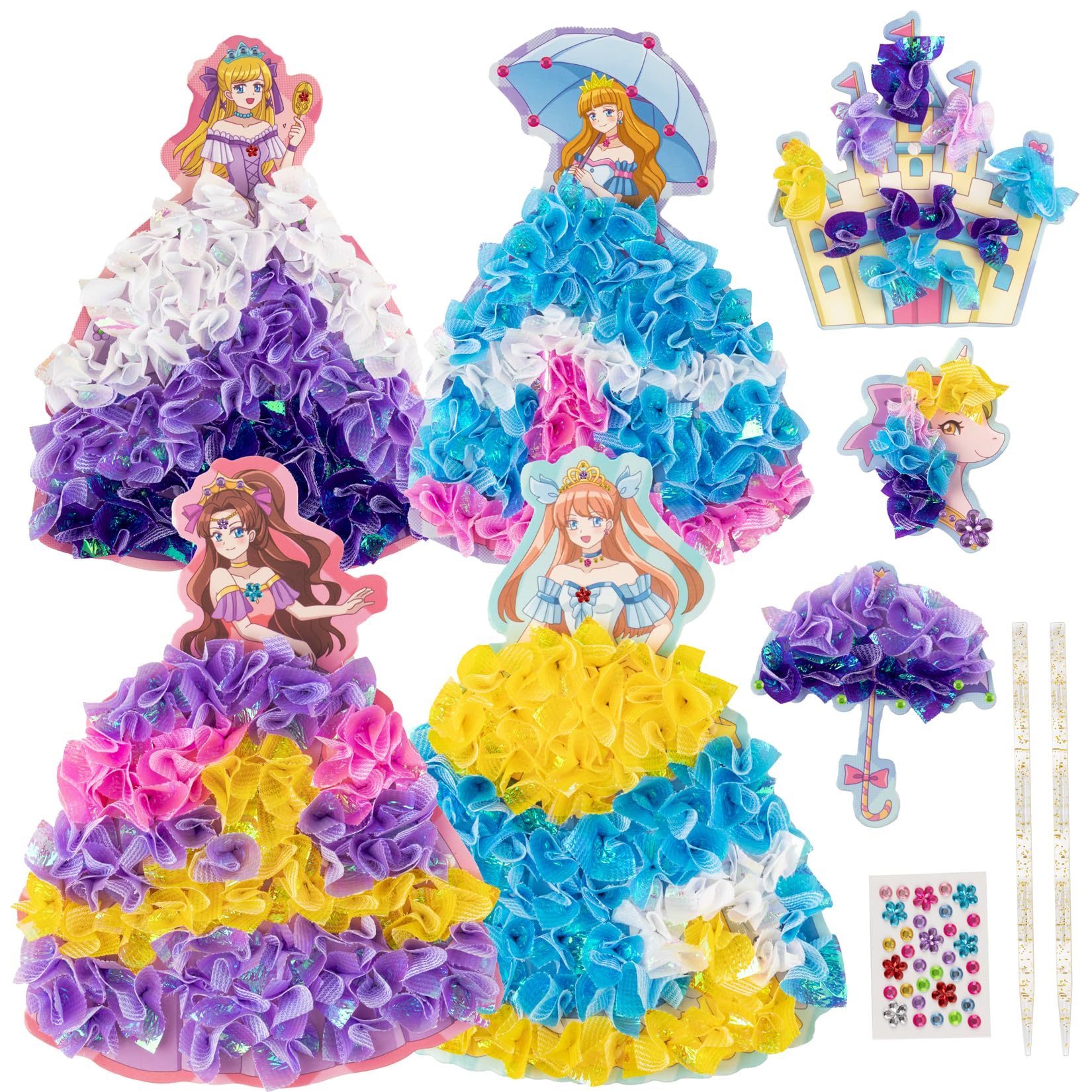 Lekabee Poke in Art Craft Kits for Kids, DIY Arts and Crafts for Kids Ages 3 4 5 6 7 8 9 10+，Crafting Activity Packs for Boy and Girls Birthday Gifts,Castle Princess Toy