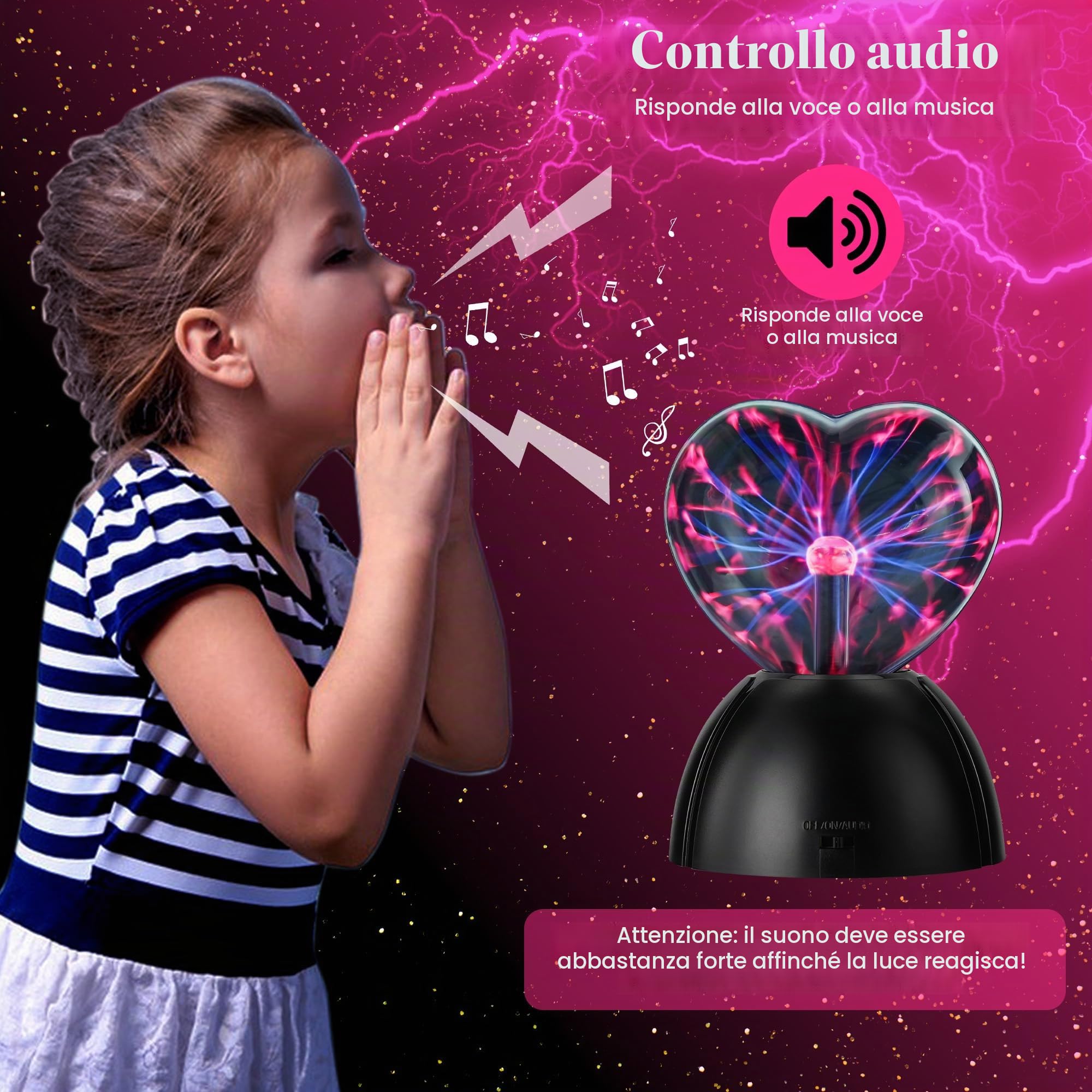 Plasma & Ball, lampada magica a forma di cuore sensibile al tatto, lampada magica per la luce notturna dei bambini, regali di Natale e San Valentino