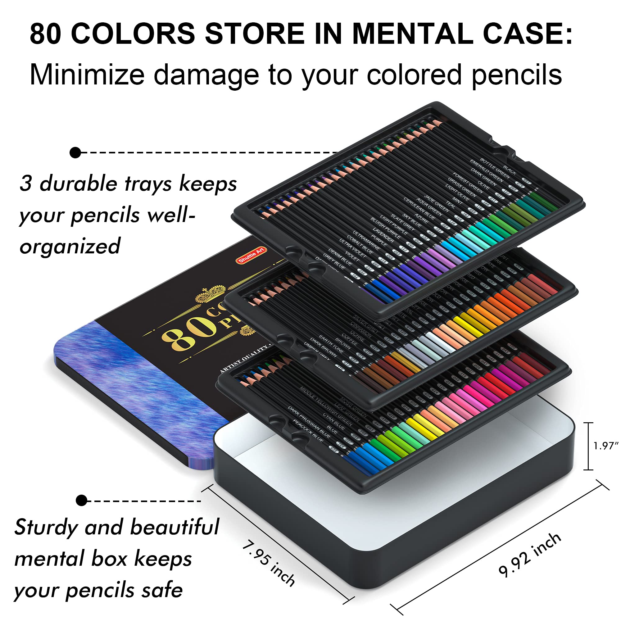80 Colours Professional Colouring Pencils, Shuttle Art Soft Core